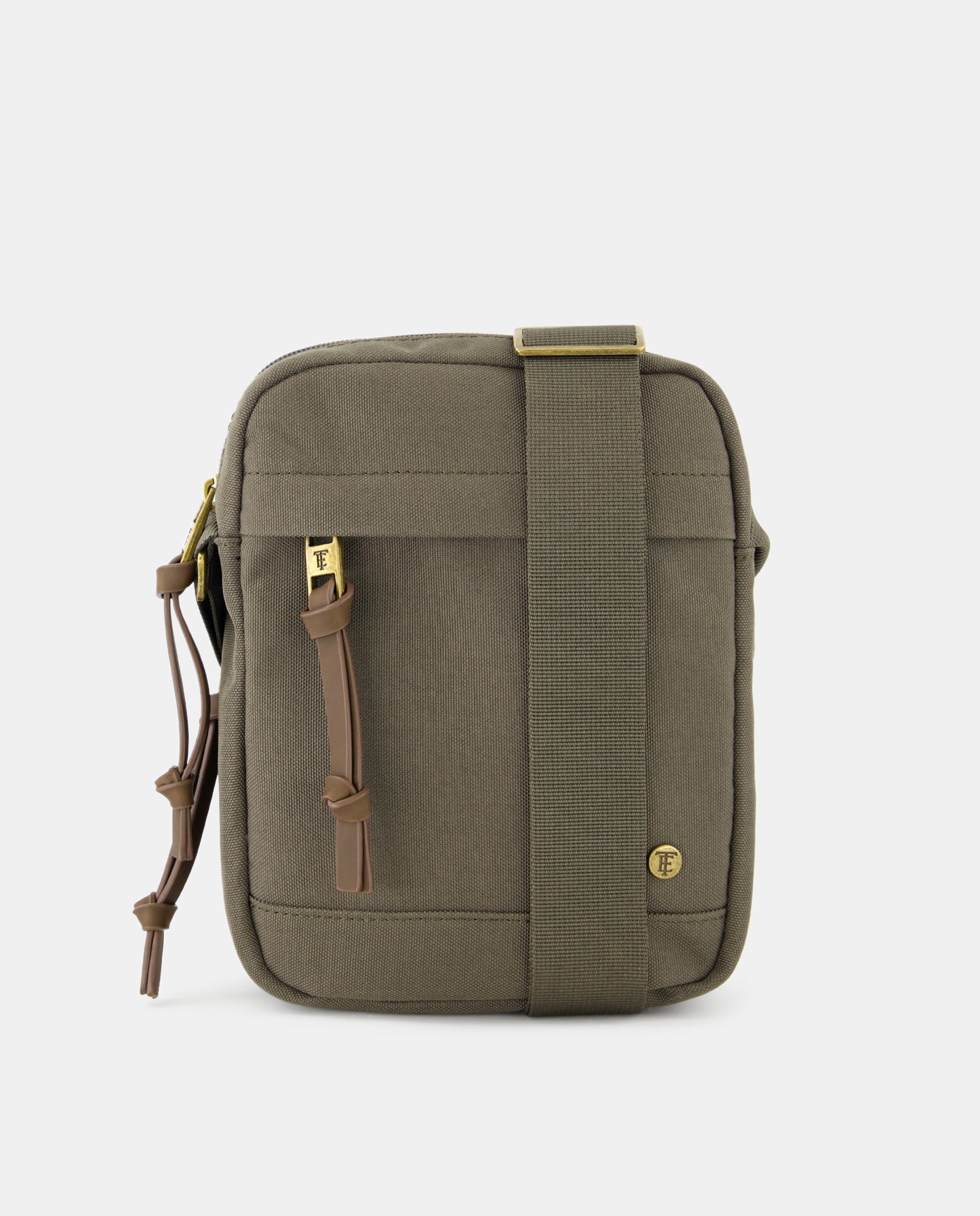 Mala Crossbody de Nylon com Textura Caqui-1