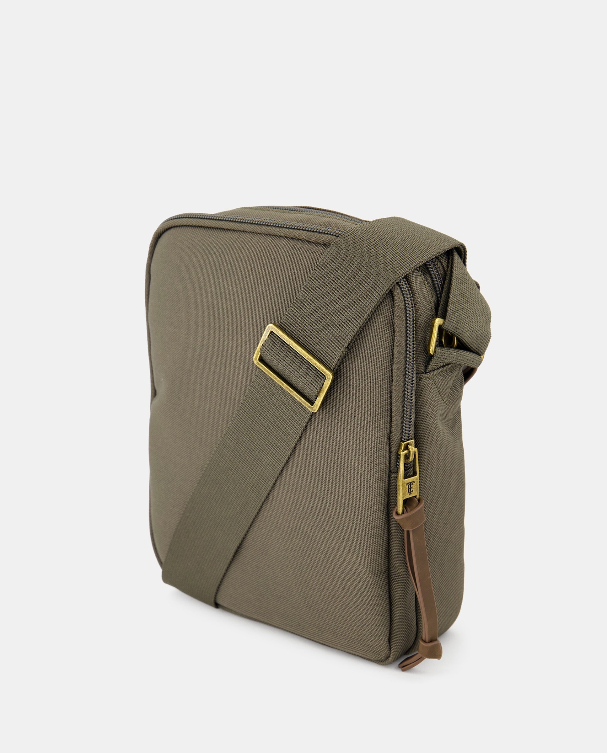 Mala Crossbody de Nylon com Textura Caqui-2