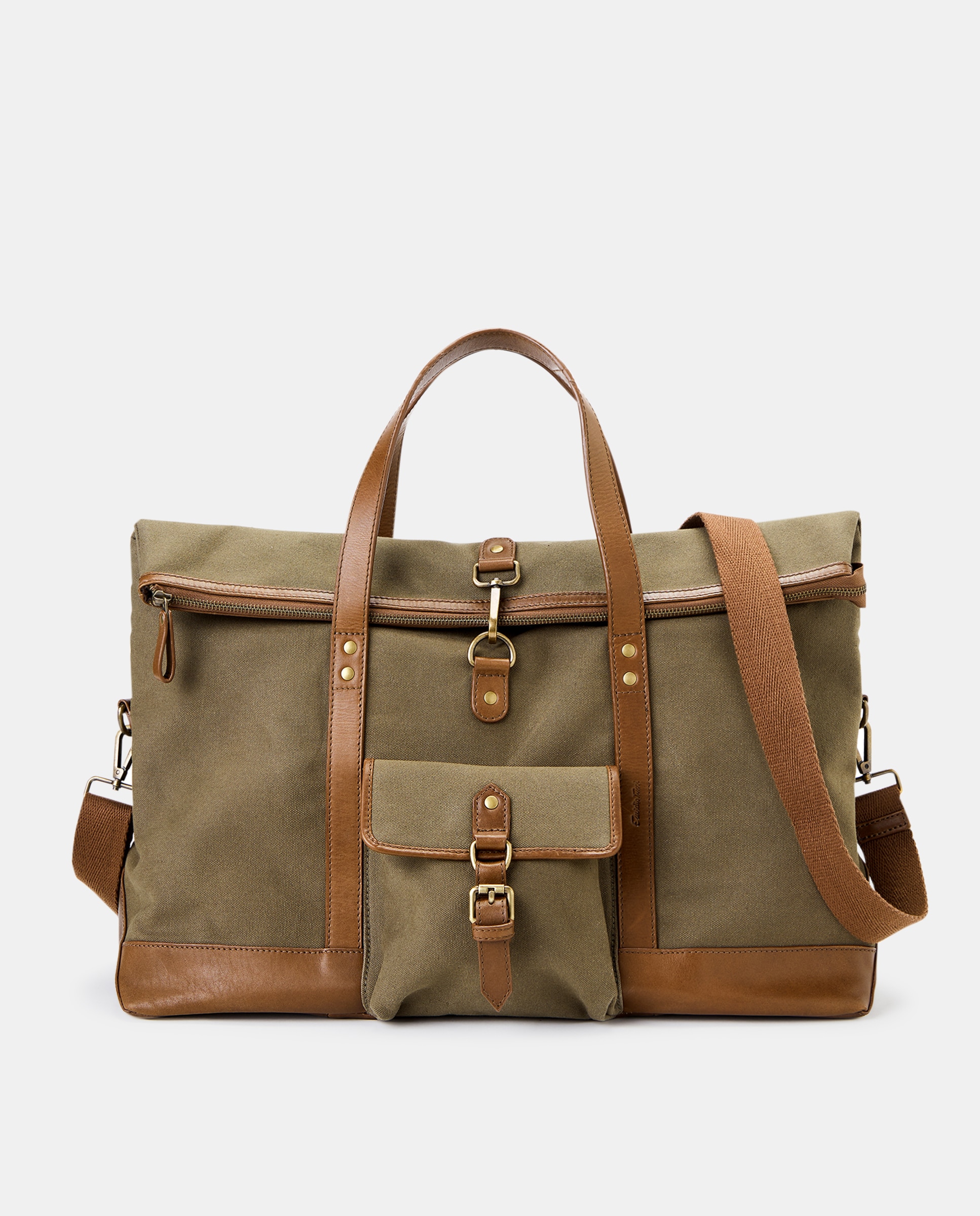 Mala Shopper em Lona e Pele 520 Caqui-1