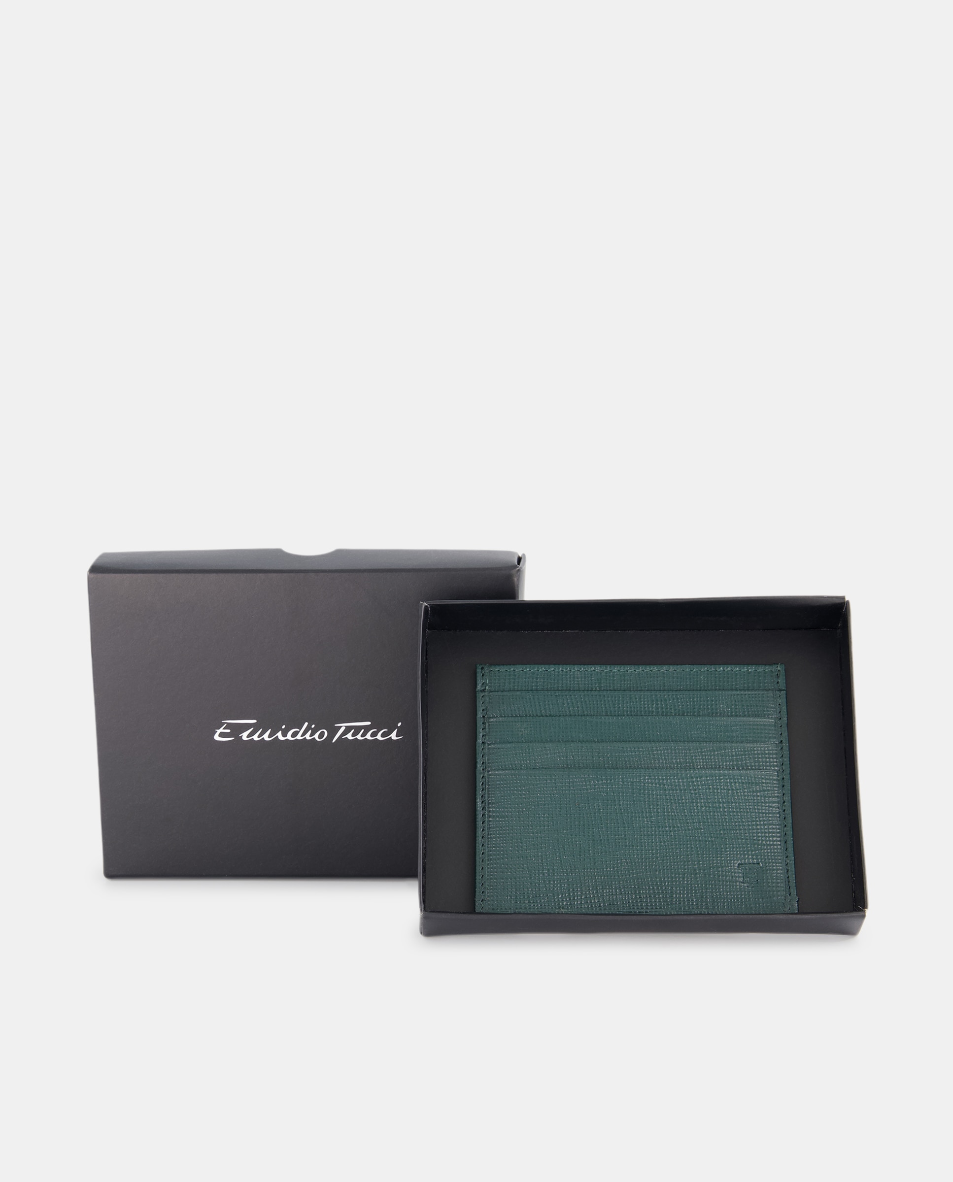 Tarjetero piel safiano - Emidio Tucci - Verde oscuro Verde oscuro-1