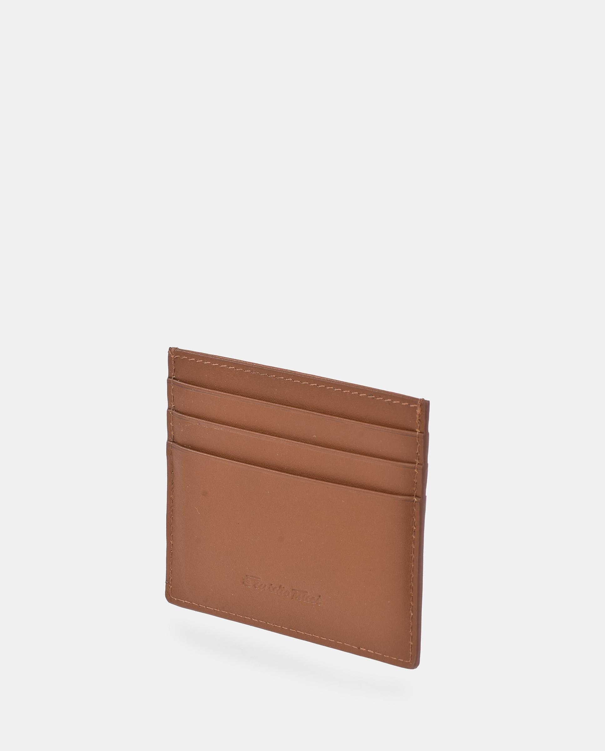 Porta-Cartões com Logótipo Gravado e em Pele - Castanho-Claro Castanho-3