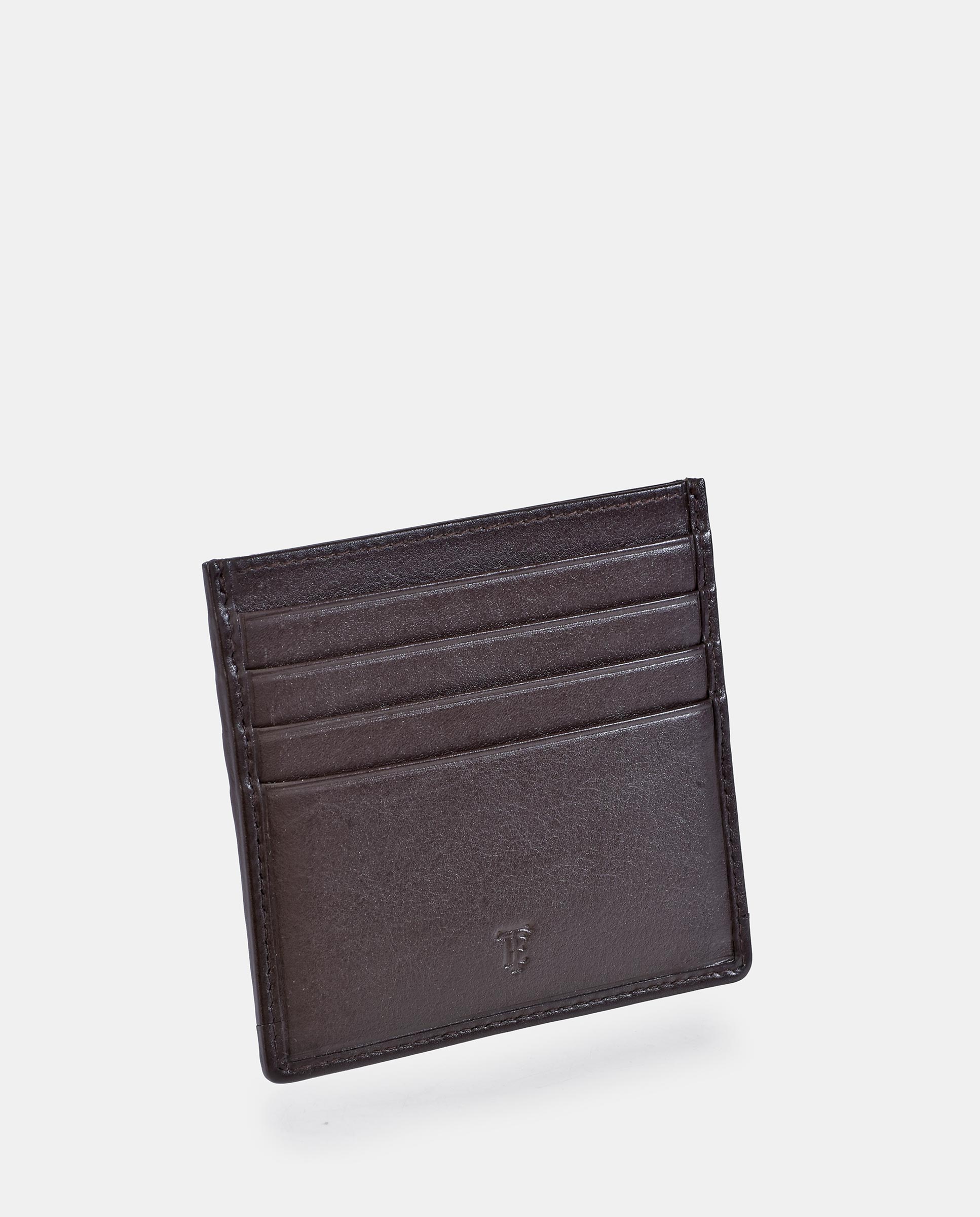 Porta-Cartões com Logótipo Gravado e em Pele - Castanho-Escuro Castanho-escuro-2