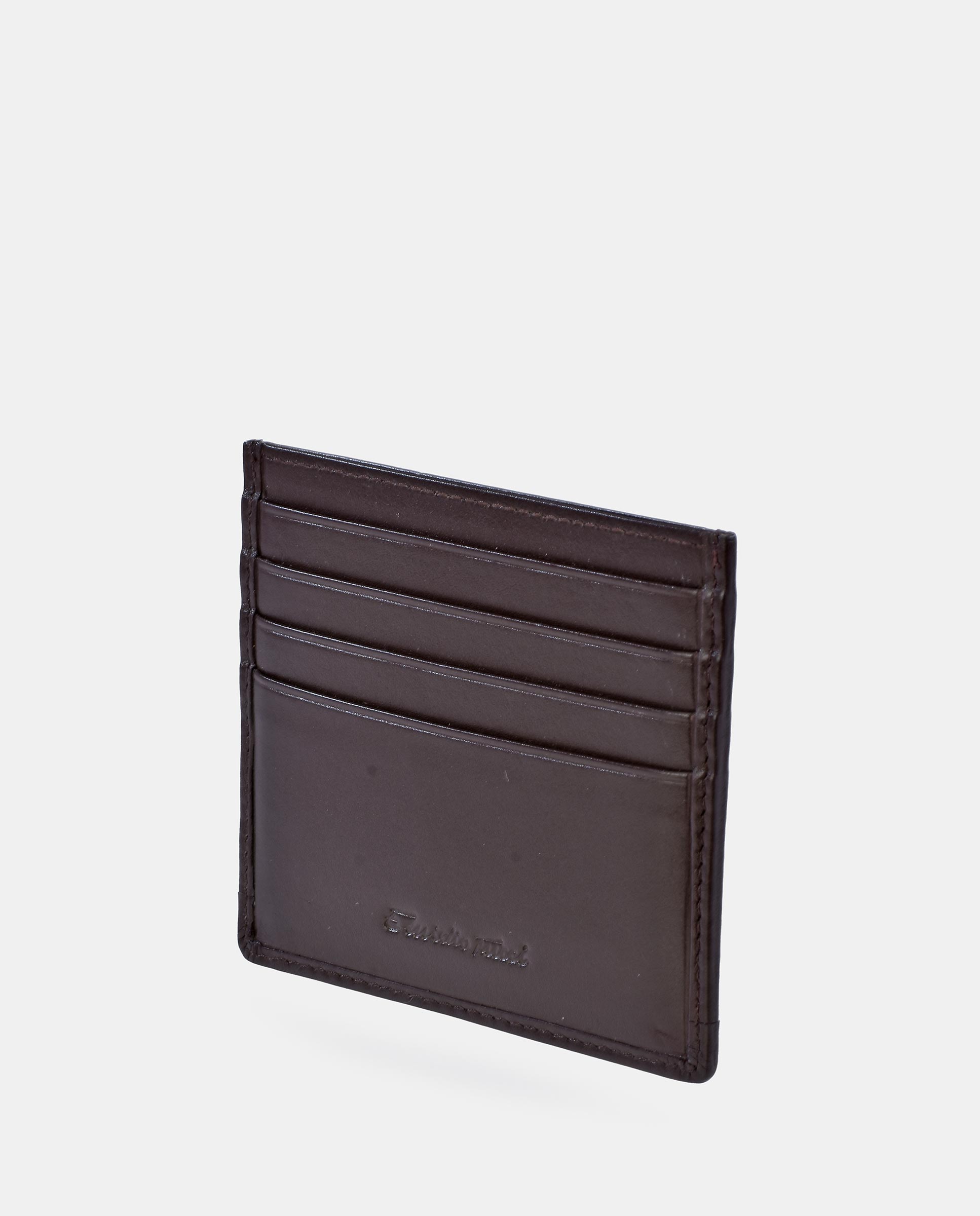 Porta-Cartões com Logótipo Gravado e em Pele - Castanho-Escuro Castanho-escuro-3