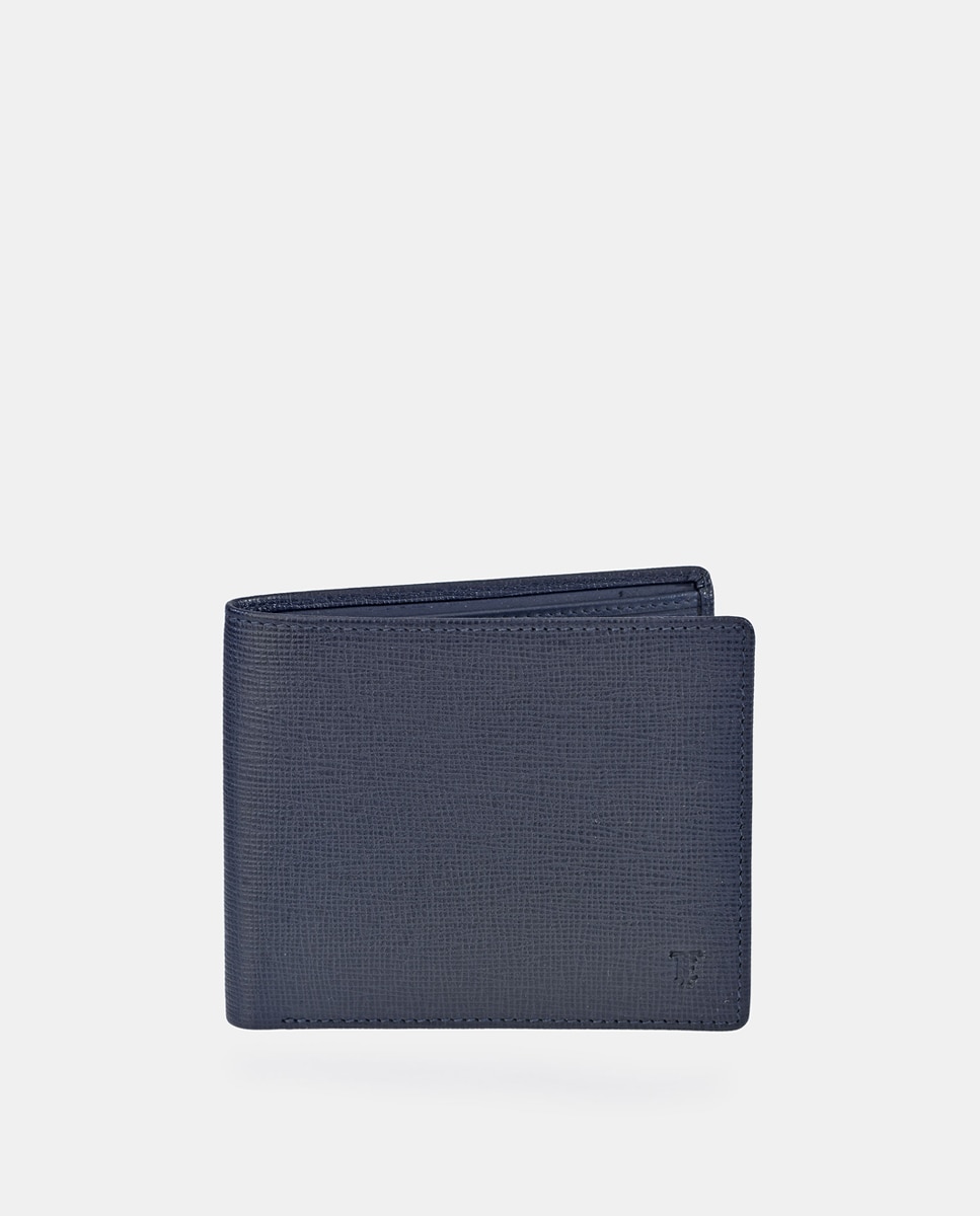 Cartera horizontal simple en piel safiano - Emidio Tucci - Azul oscuro Azul oscuro-1
