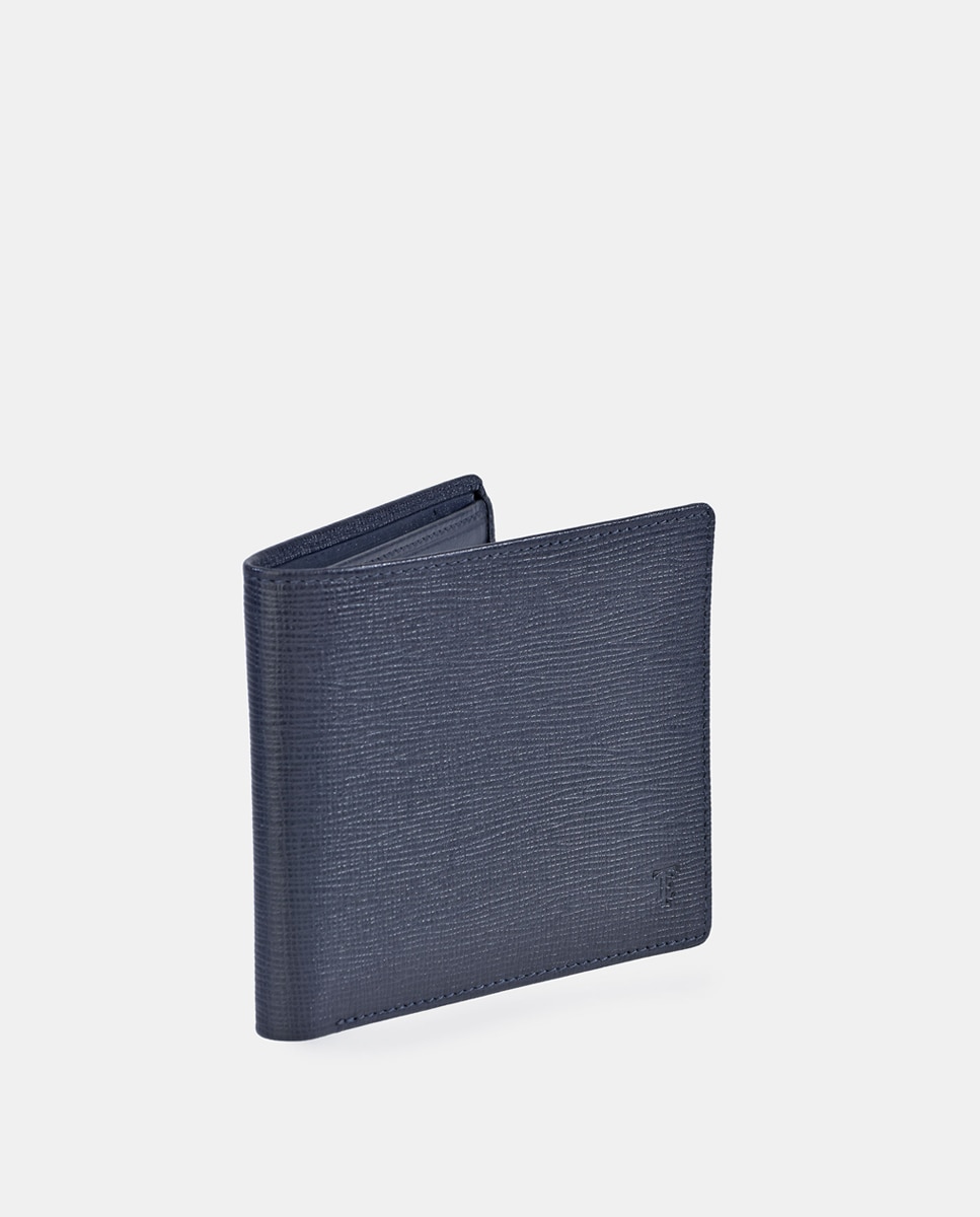 Cartera horizontal simple en piel safiano - Emidio Tucci - Azul oscuro Azul oscuro-2