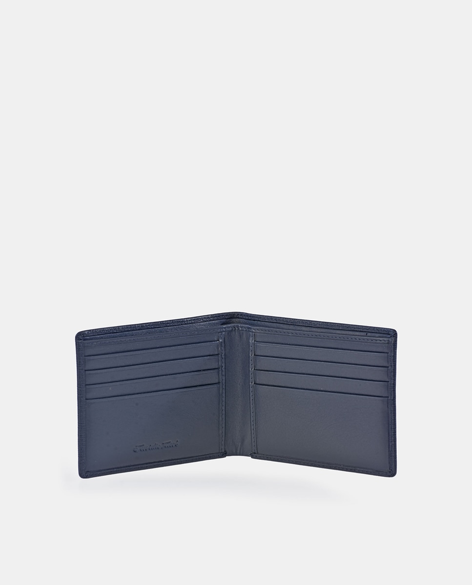 Cartera horizontal simple en piel safiano - Emidio Tucci - Azul oscuro Azul oscuro-3