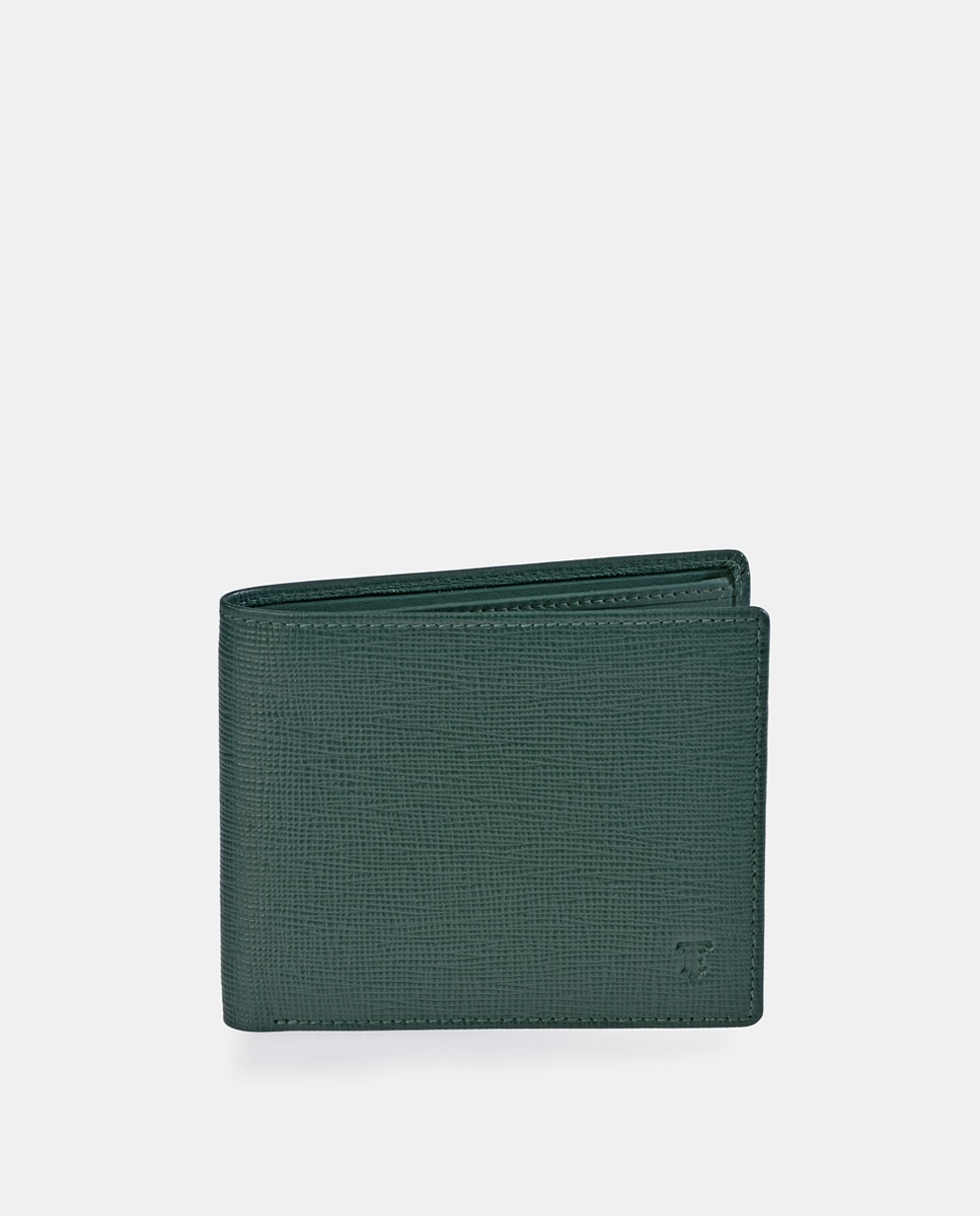 Cartera horizontal simple en piel safiano - Emidio Tucci - Verde oscuro Verde oscuro-1