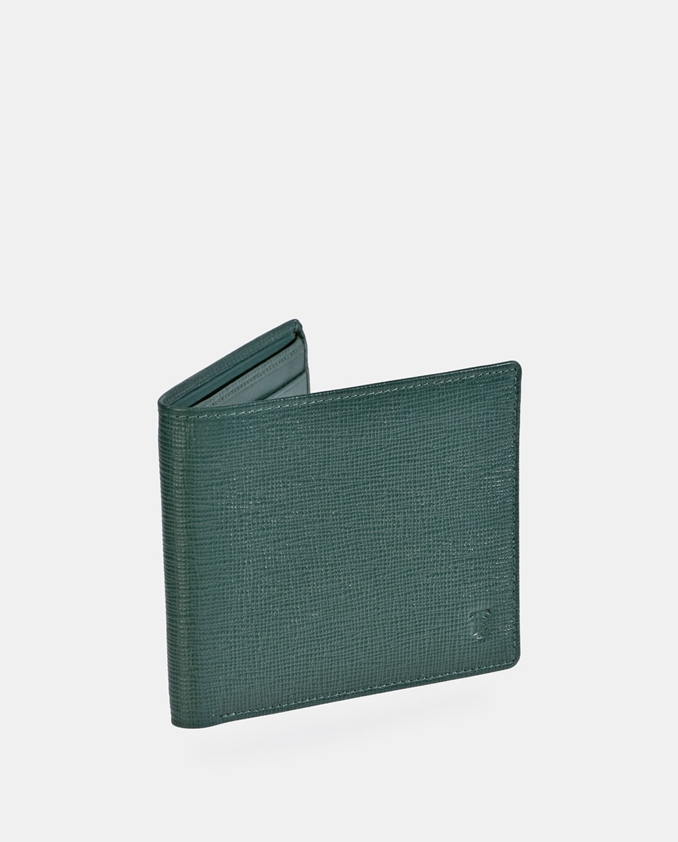Cartera horizontal simple en piel safiano - Emidio Tucci - Verde oscuro Verde oscuro-2