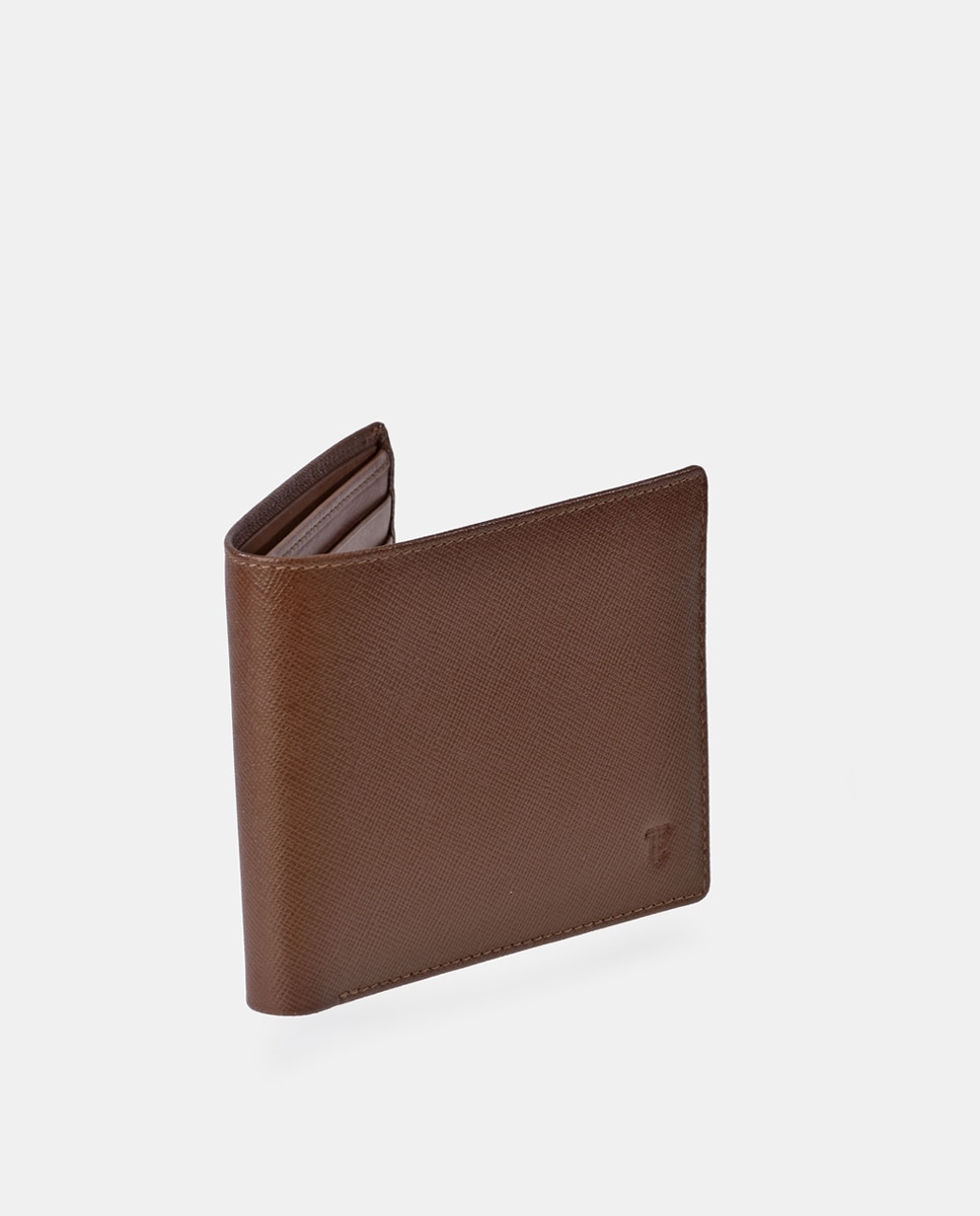 Cartera horizontal simple en piel safiano - Emidio Tucci - Tabaco Tabaco-2