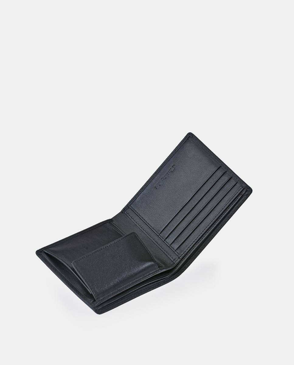 Carteira Horizontal Simples em Pele Saffiano Preto-4