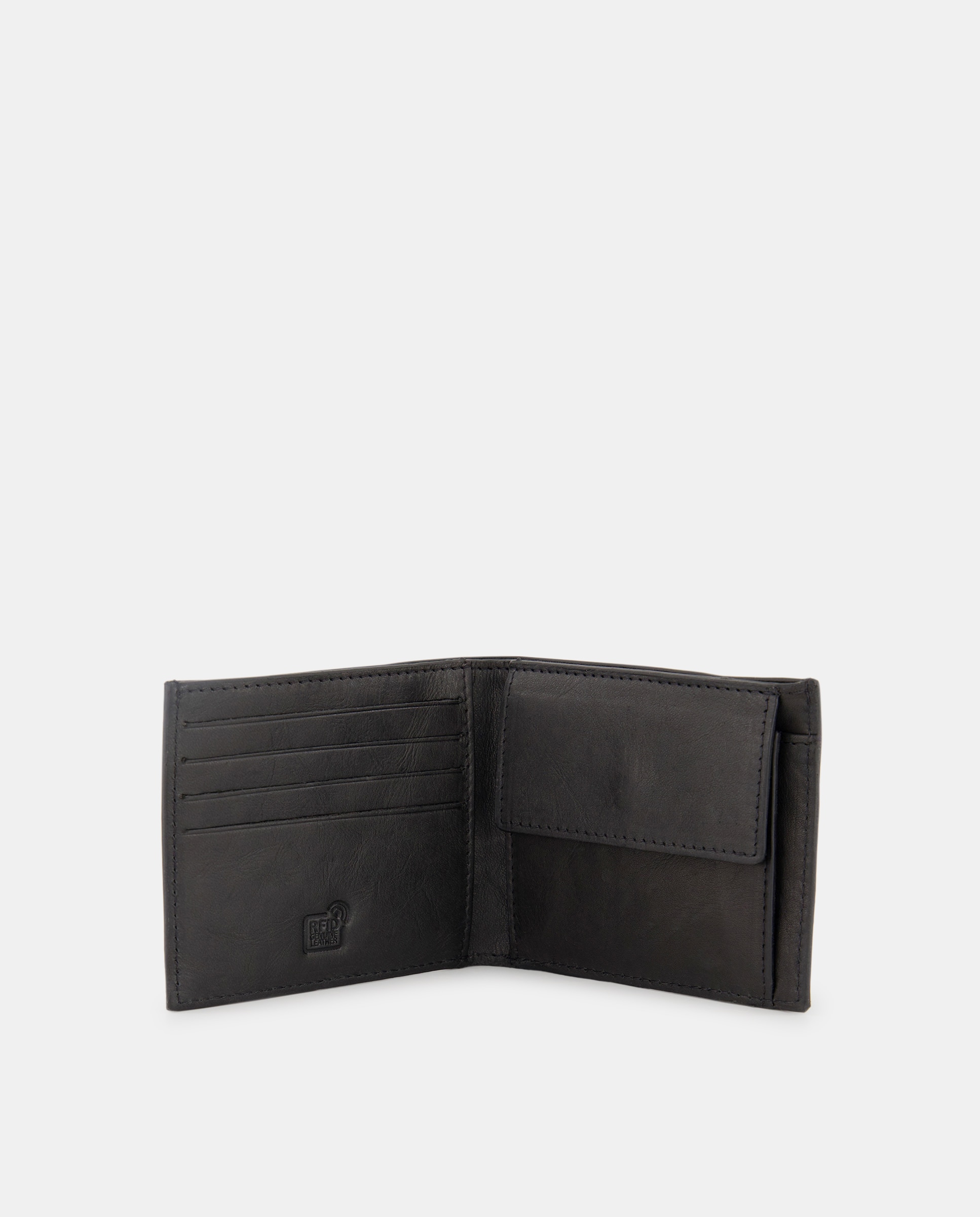 Cartera tarjetero y monedero de piel - Dustin - Negro Negro-4