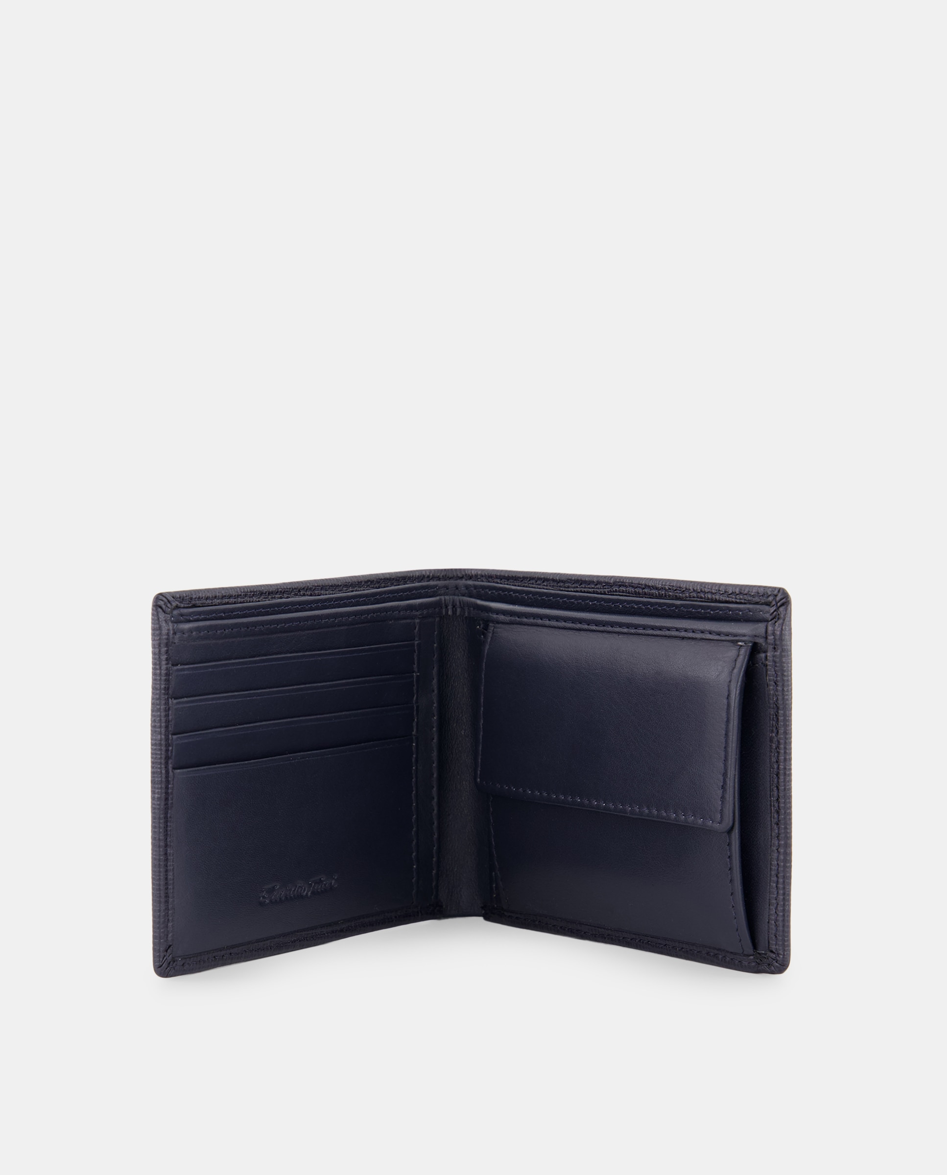 Imagen 4 de Cartera horizontal tarjetero y monedero piel safiano - Emidio Tucci - Azul oscuro Azul oscuro