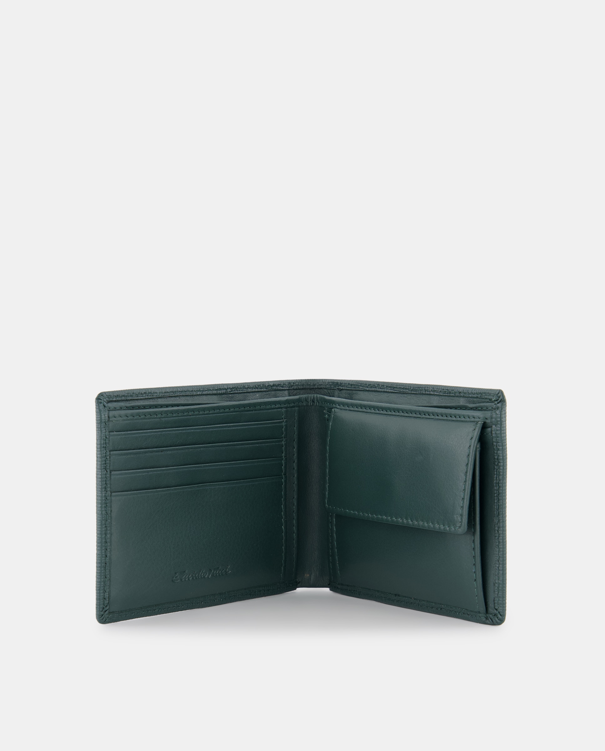 Cartera horizontal tarjetero y monedero piel safiano - Emidio Tucci - Verde oscuro Verde oscuro-4