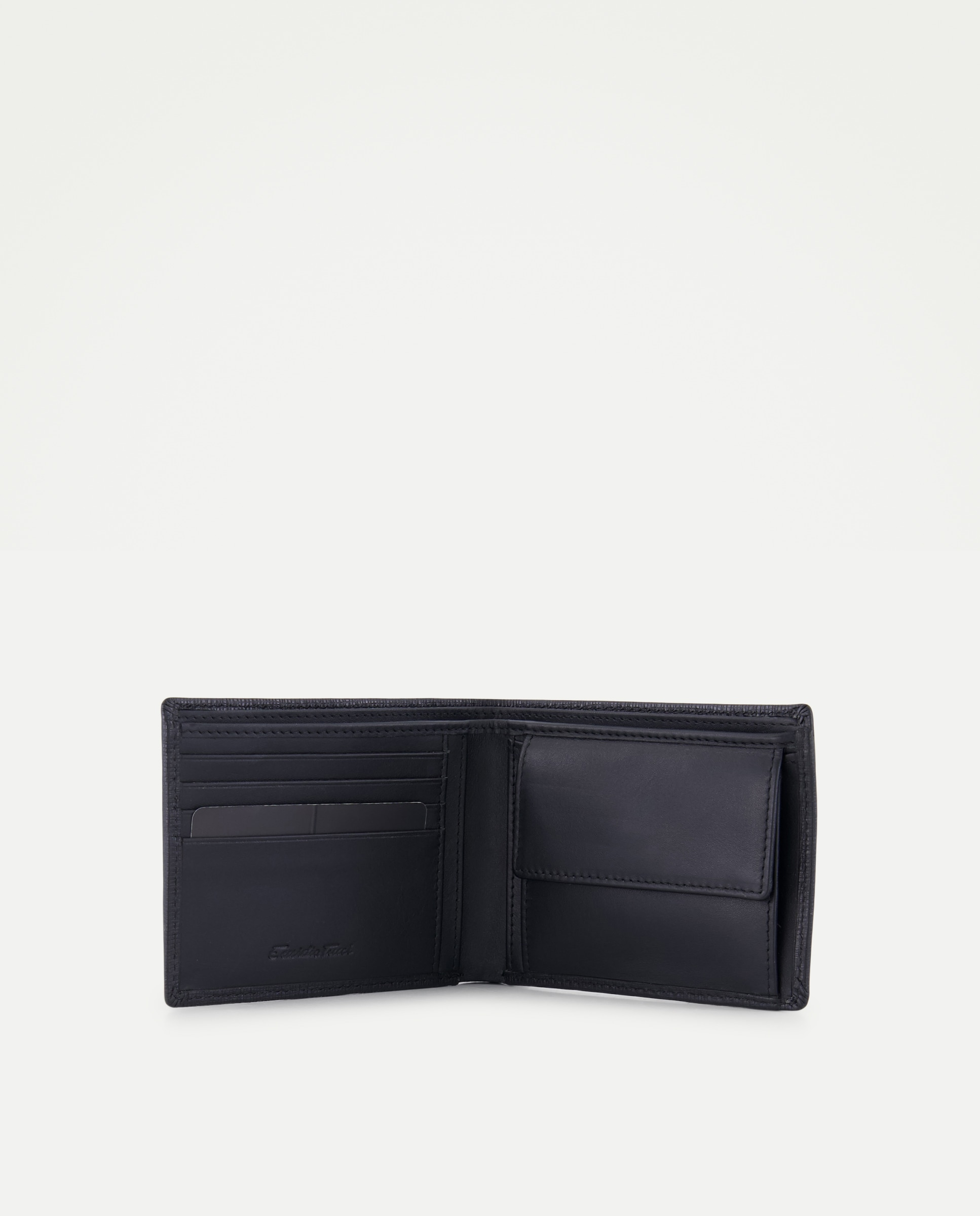 Carteira Horizontal em Pele Saffiano com Porta-Cartões e Porta-Moedas Preto-4