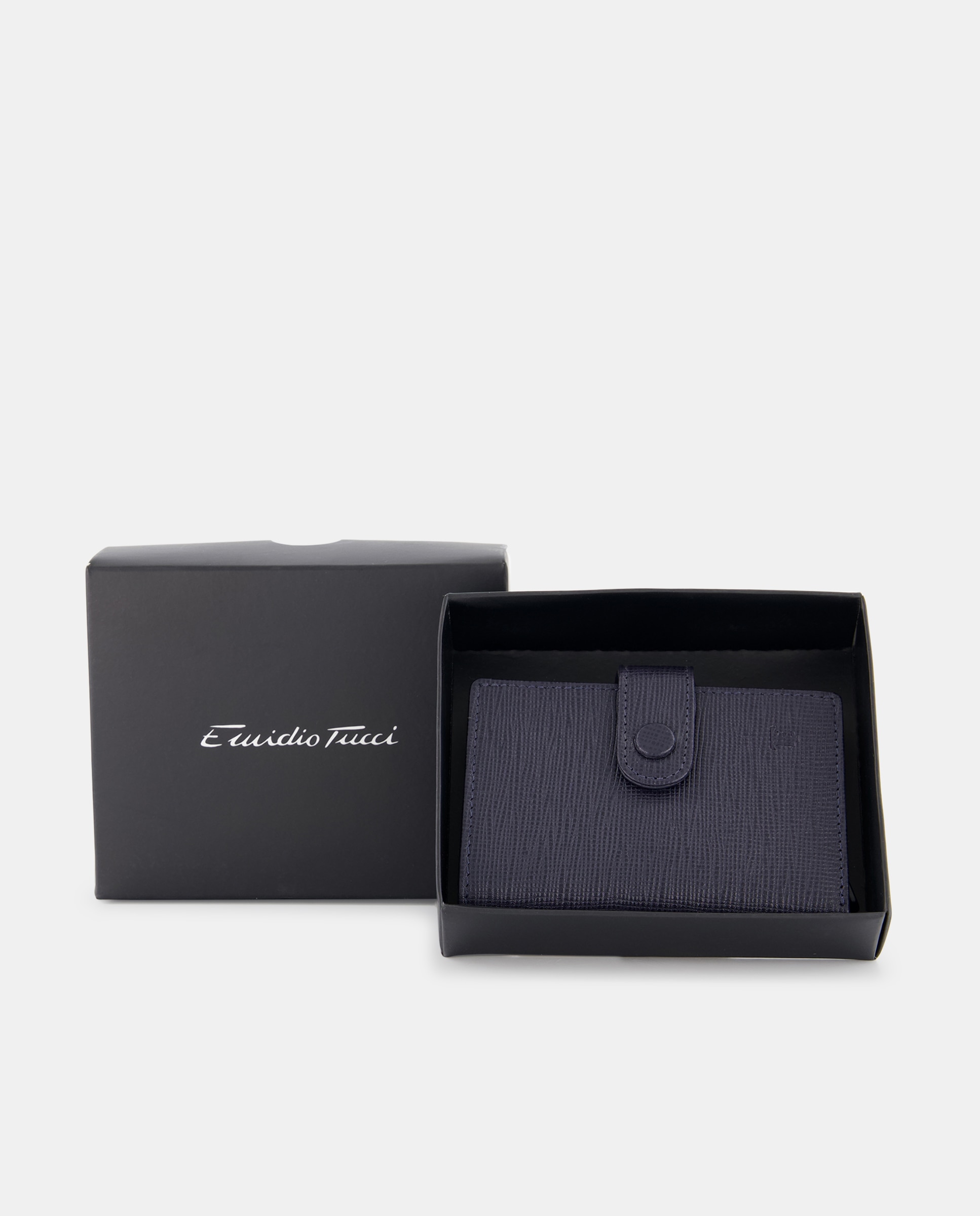 Cartera vertical tarjetero piel safiano - Emidio Tucci - Azul oscuro Azul oscuro-1