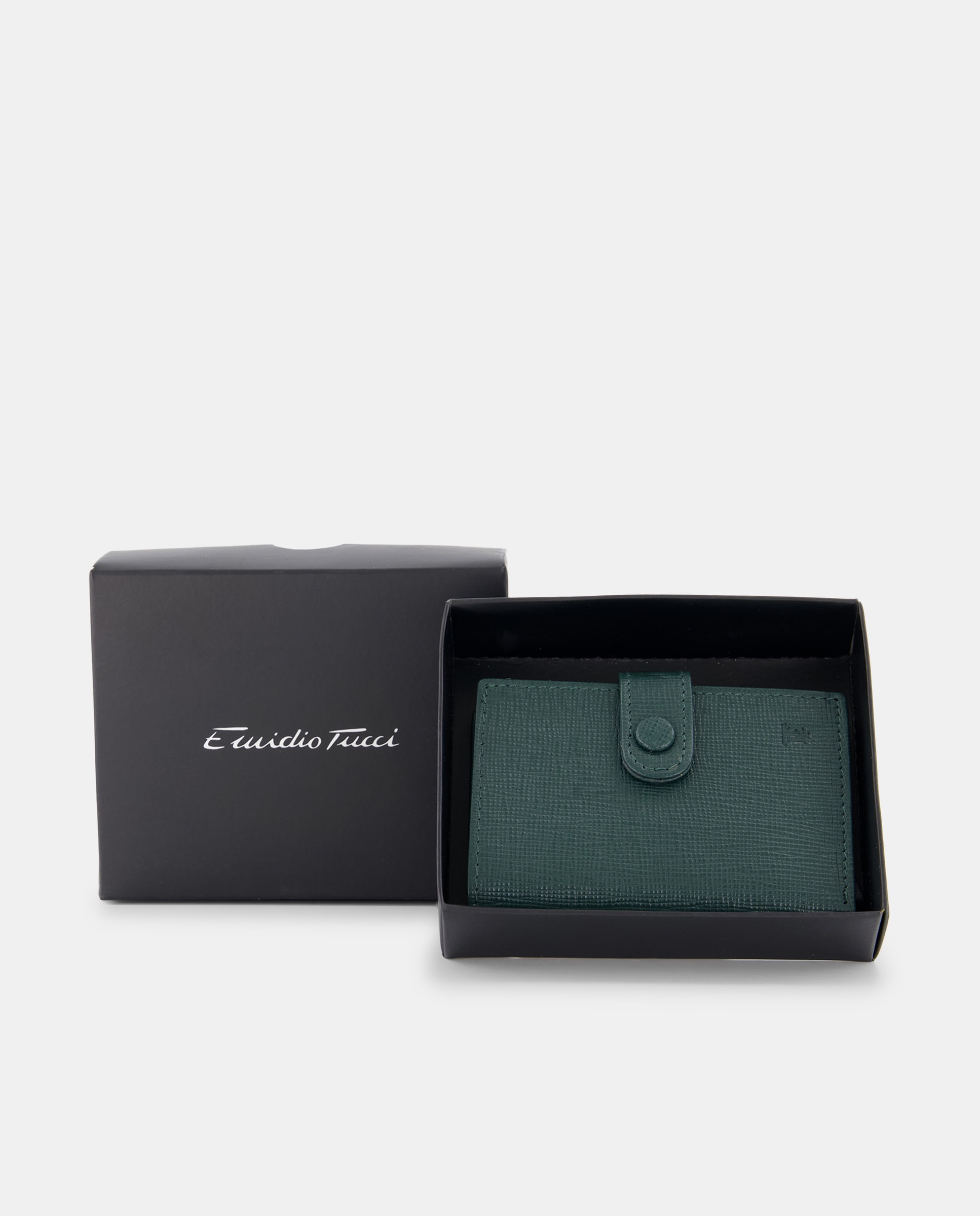Cartera vertical tarjetero piel safiano - Emidio Tucci - Verde oscuro Verde oscuro-1
