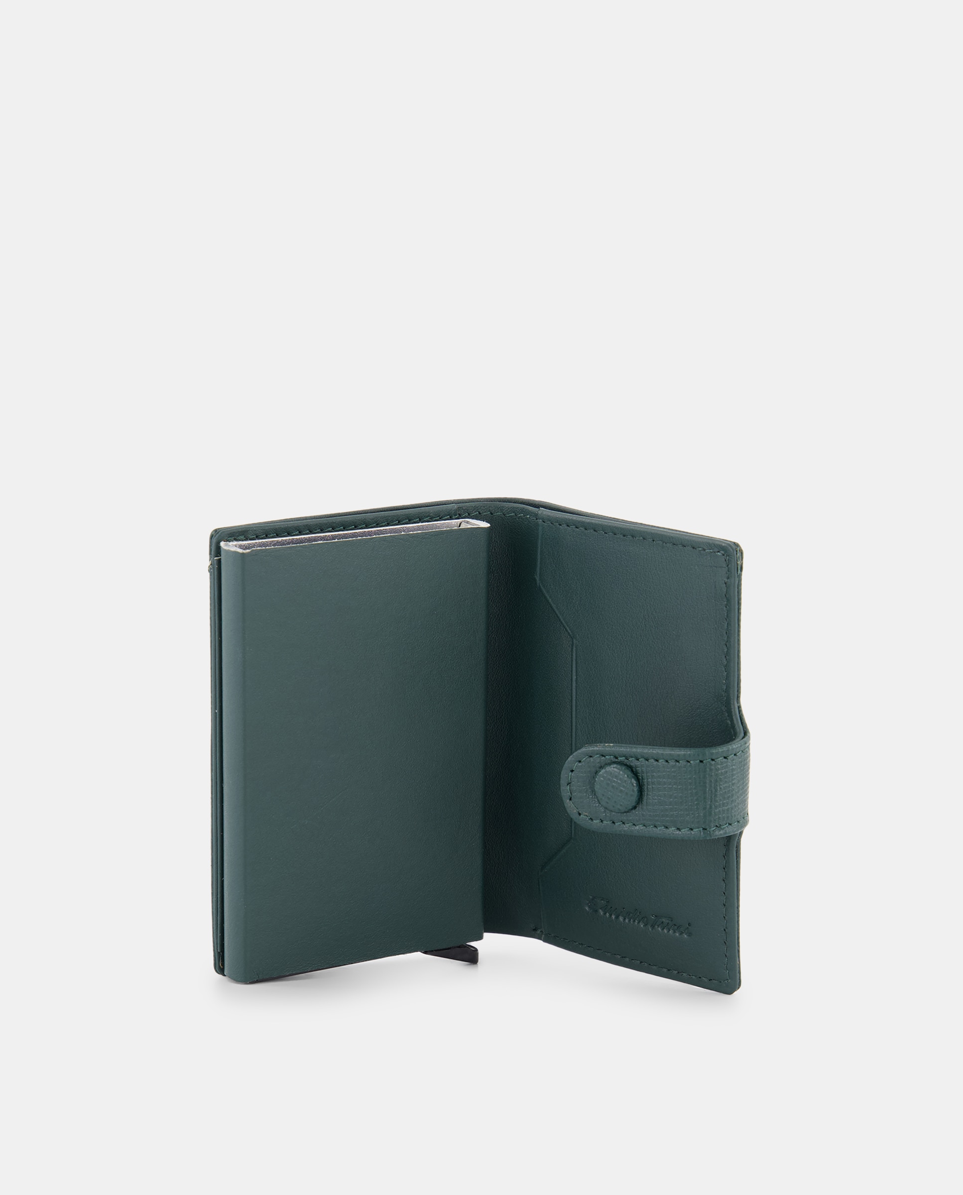 Cartera vertical tarjetero piel safiano - Emidio Tucci - Verde oscuro Verde oscuro-4