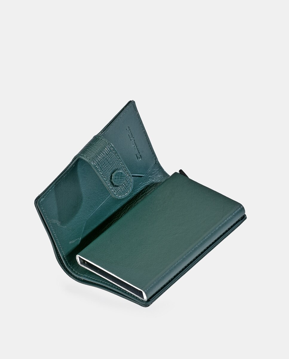 Cartera vertical tarjetero piel safiano - Emidio Tucci - Verde oscuro Verde oscuro-5