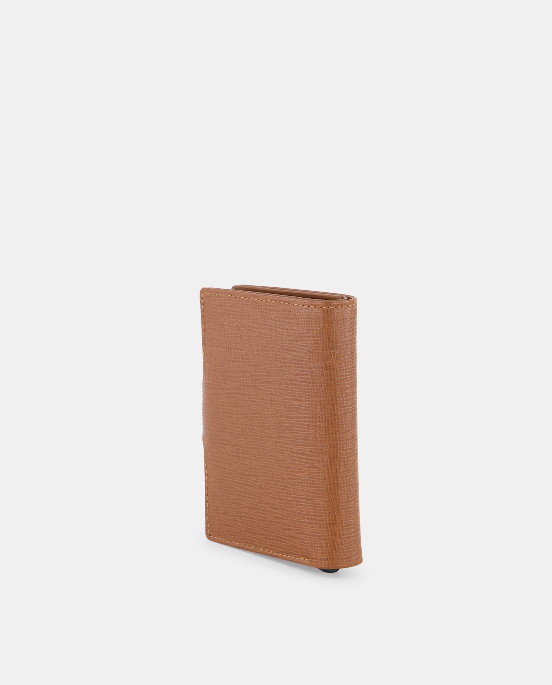 Carteira Vertical em Pele Saffiano com Porta-Cartões Tabaco-3