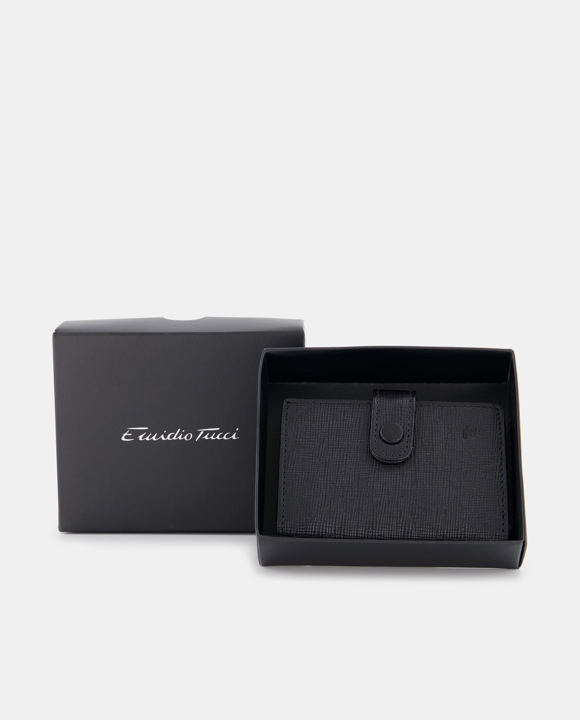 Cartera vertical tarjetero piel safiano - Emidio Tucci - Negro Negro-1