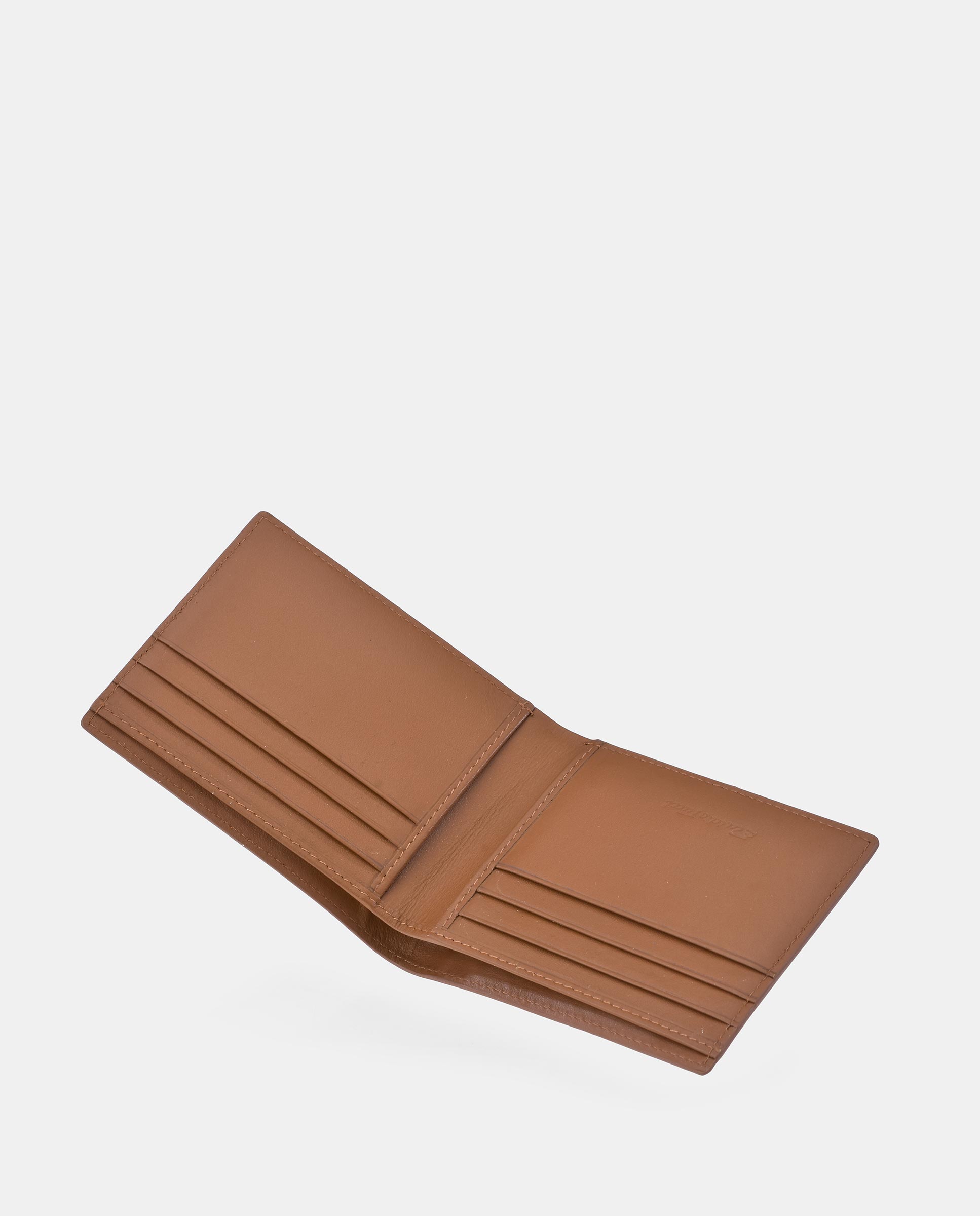 Carteira Tipo Americano com Logótipo Gravado e em Pele - Castanho-Claro Castanho-4