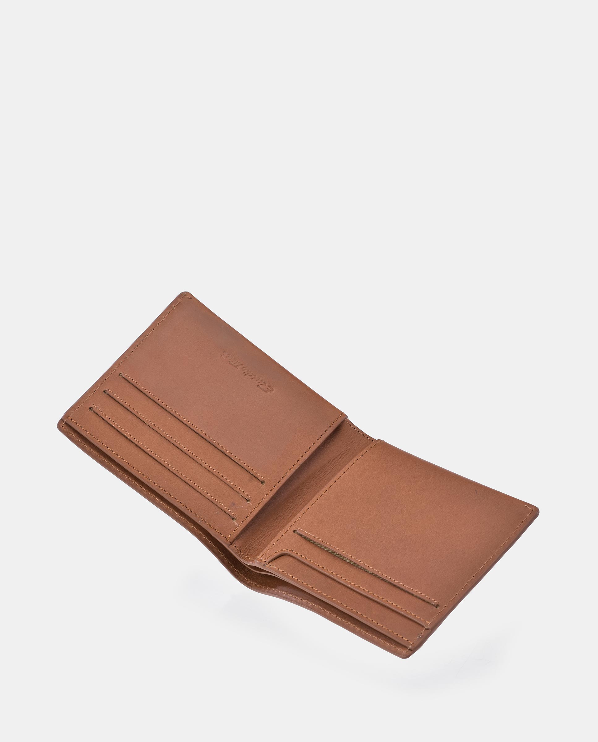 Carteira Tipo Americano com Logótipo Gravado e em Pele Mate - Castanho Castanho-4