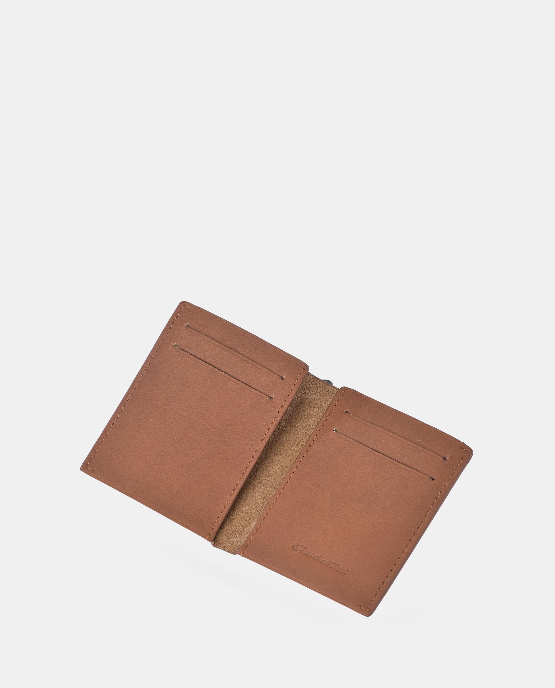 Carteira Vertical com Logótipo Gravado e em Pele Mate - Castanho Castanho-3