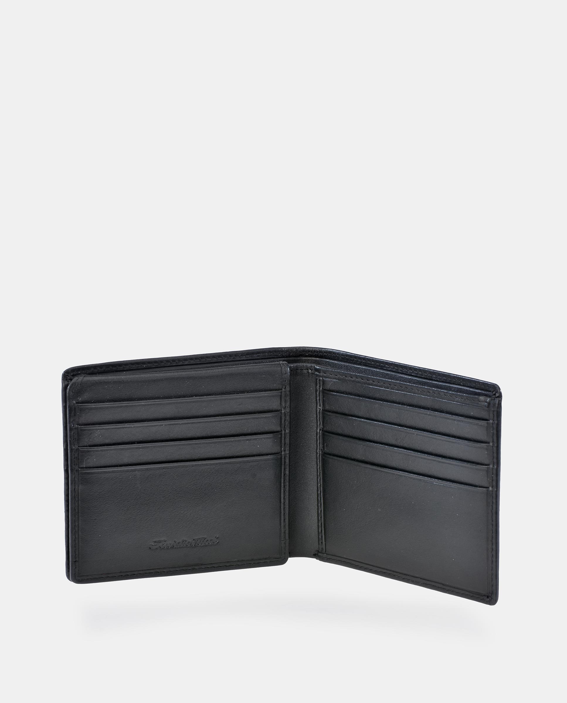 Cartera tipo americano de piel en marrón oscuro con logo grabado - Emidio Tucci - Negro Negro-3