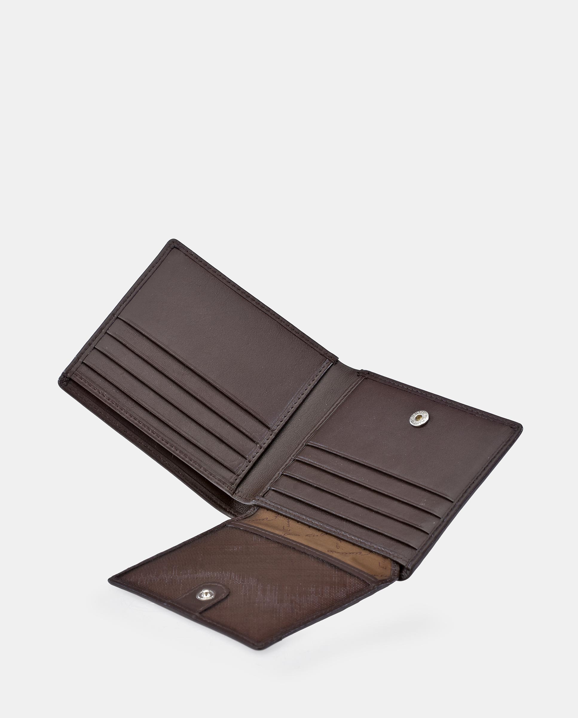 Carteira Tipo Americano com Logótipo Gravado e em Pele - Castanho-Escuro Castanho-escuro-4