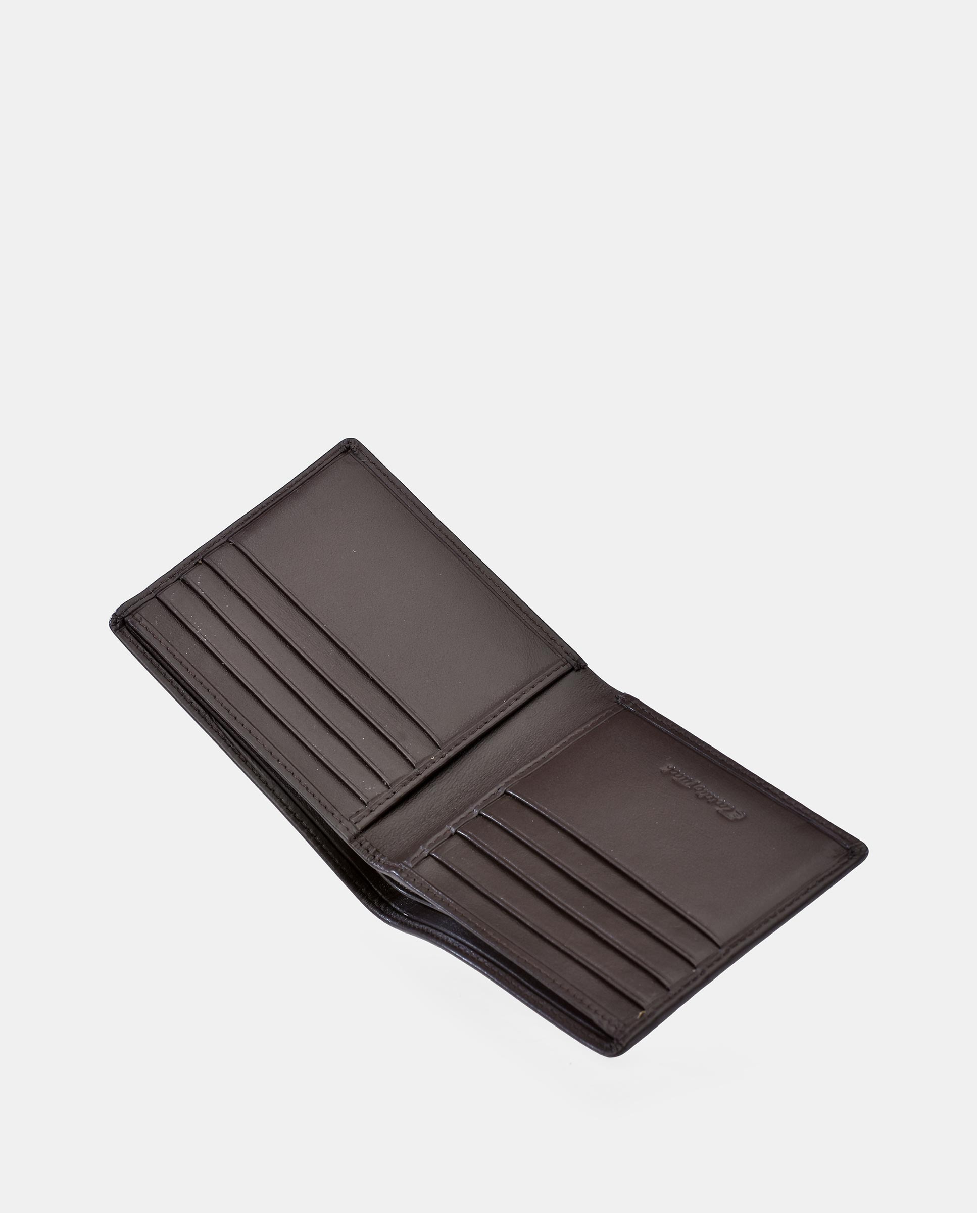 Carteira Tipo Americano com Logótipo Gravado e em Pele - Castanho-Escuro Castanho-escuro-4