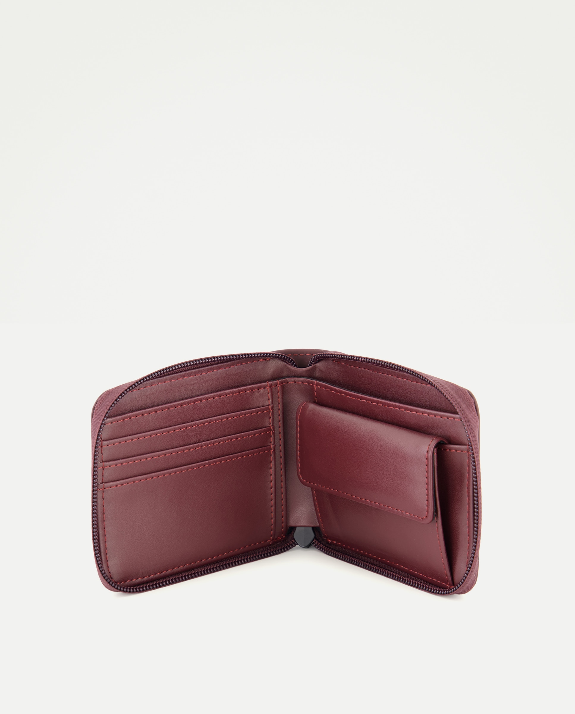 Carteira Zip Around com Engomado Grosso Bordeaux-3