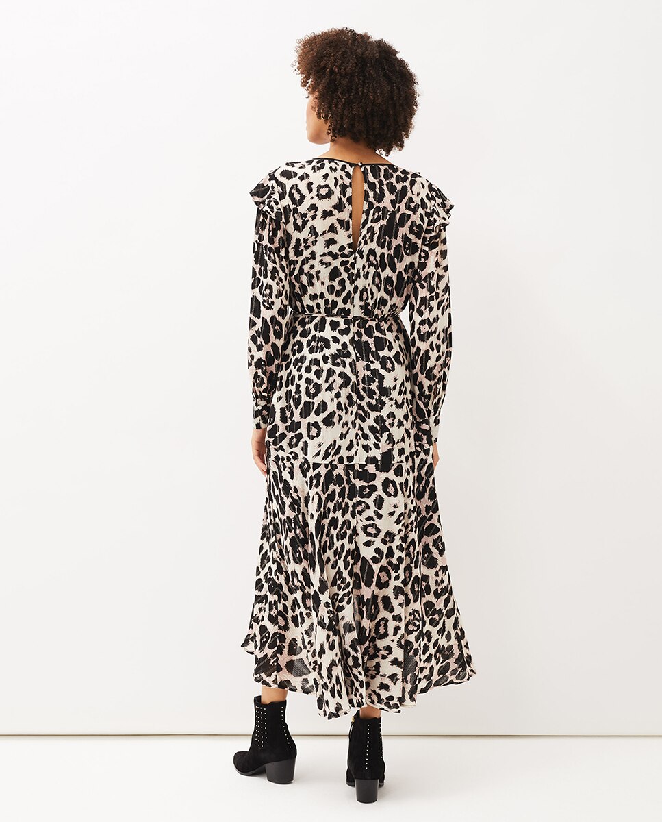 Vestido midi com animal print Multicolor-3