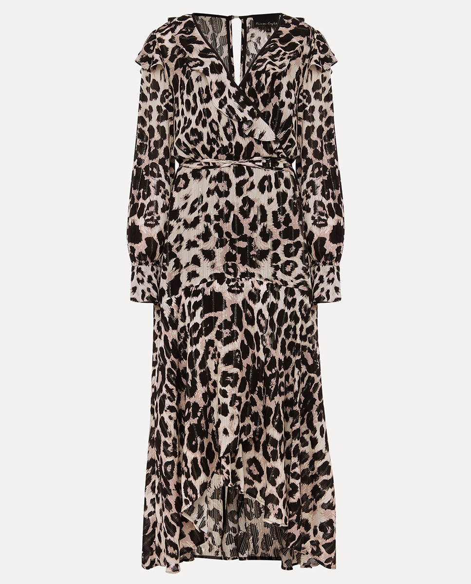 Vestido midi com animal print Multicolor-6