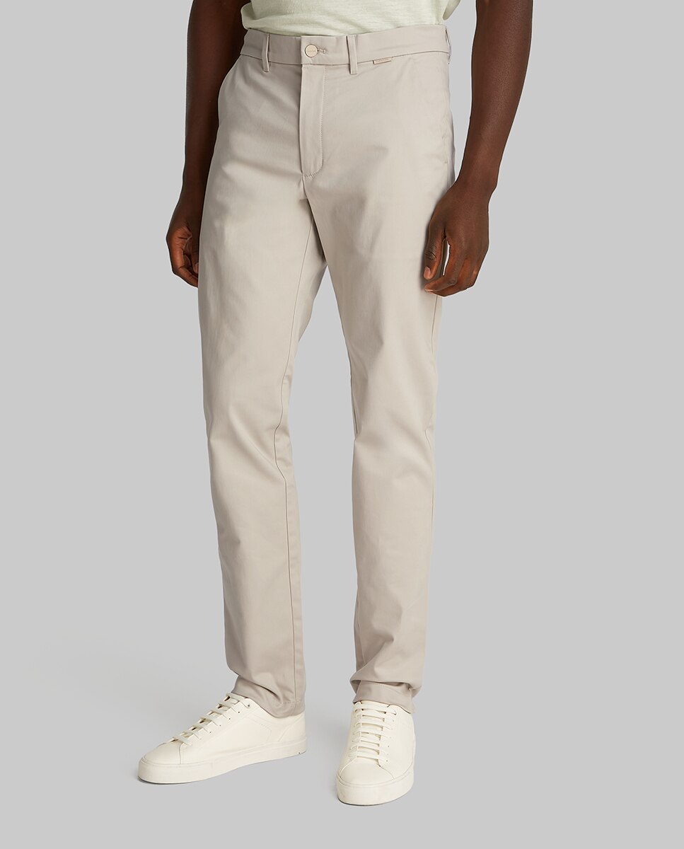 Calças Chino Acetinadas Slim Cinzento-claro-2