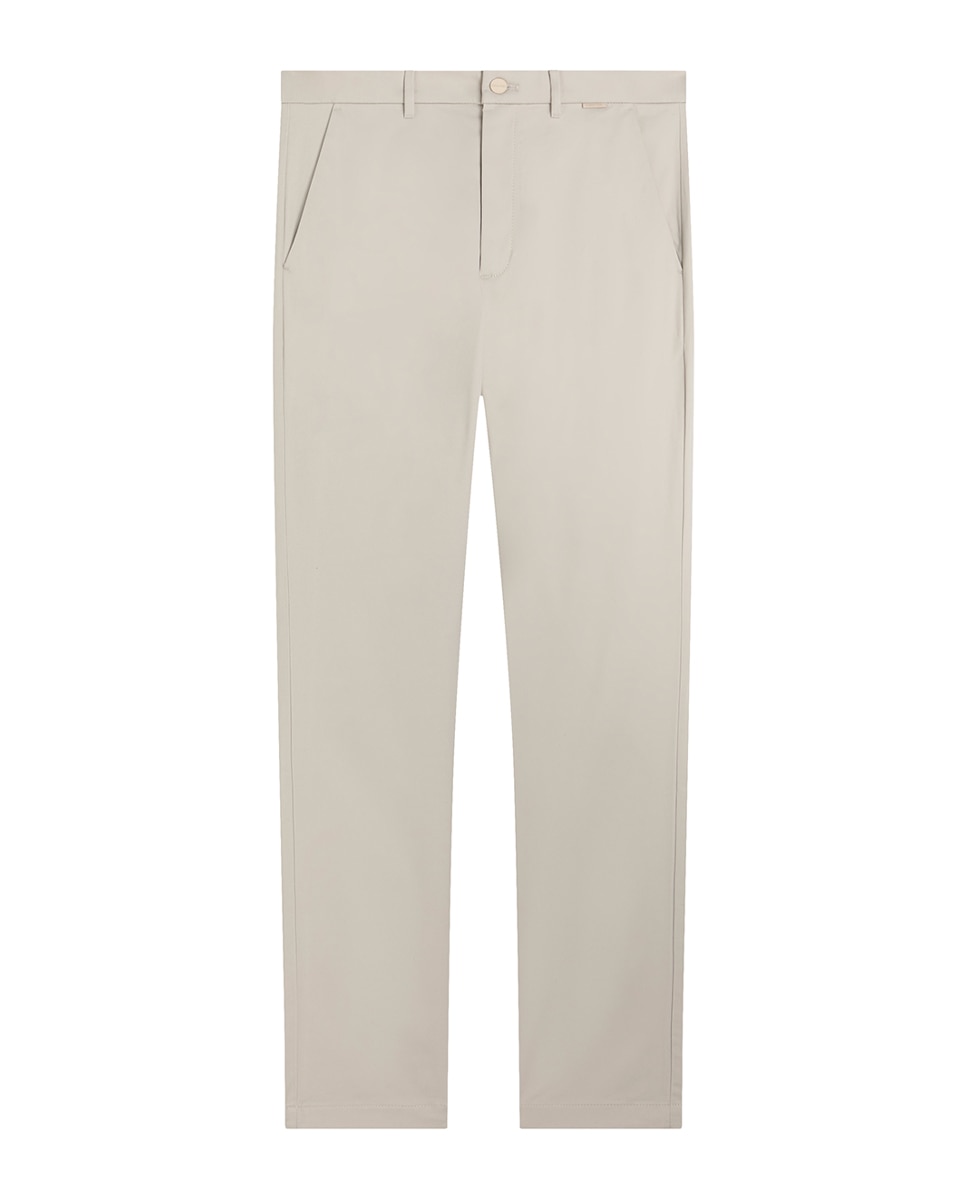 Calças Chino Acetinadas Slim Cinzento-claro-5