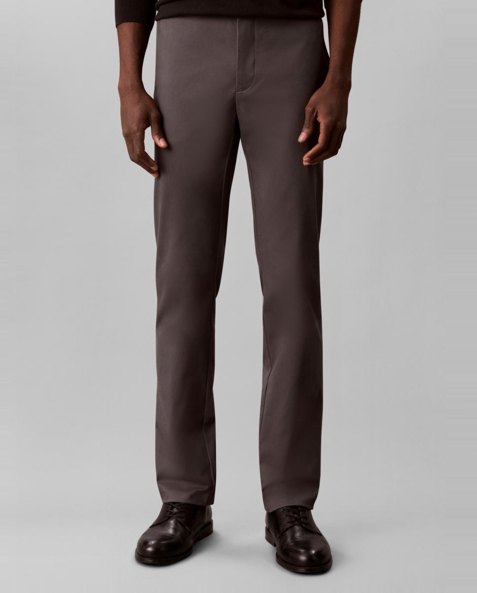 Calças Chino Slim Acetinadas Cinzento-escuro-2