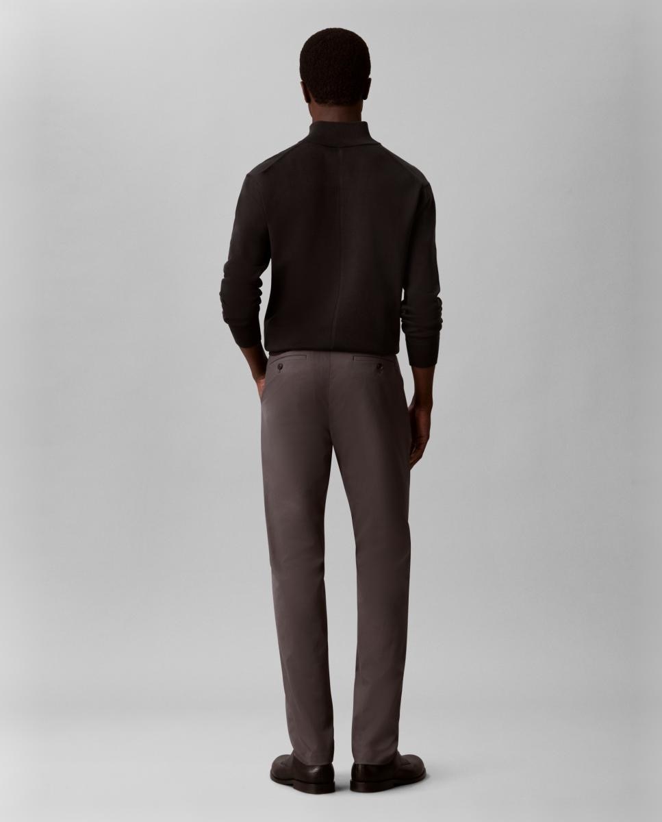 Calças Chino Slim Acetinadas Cinzento-escuro-3