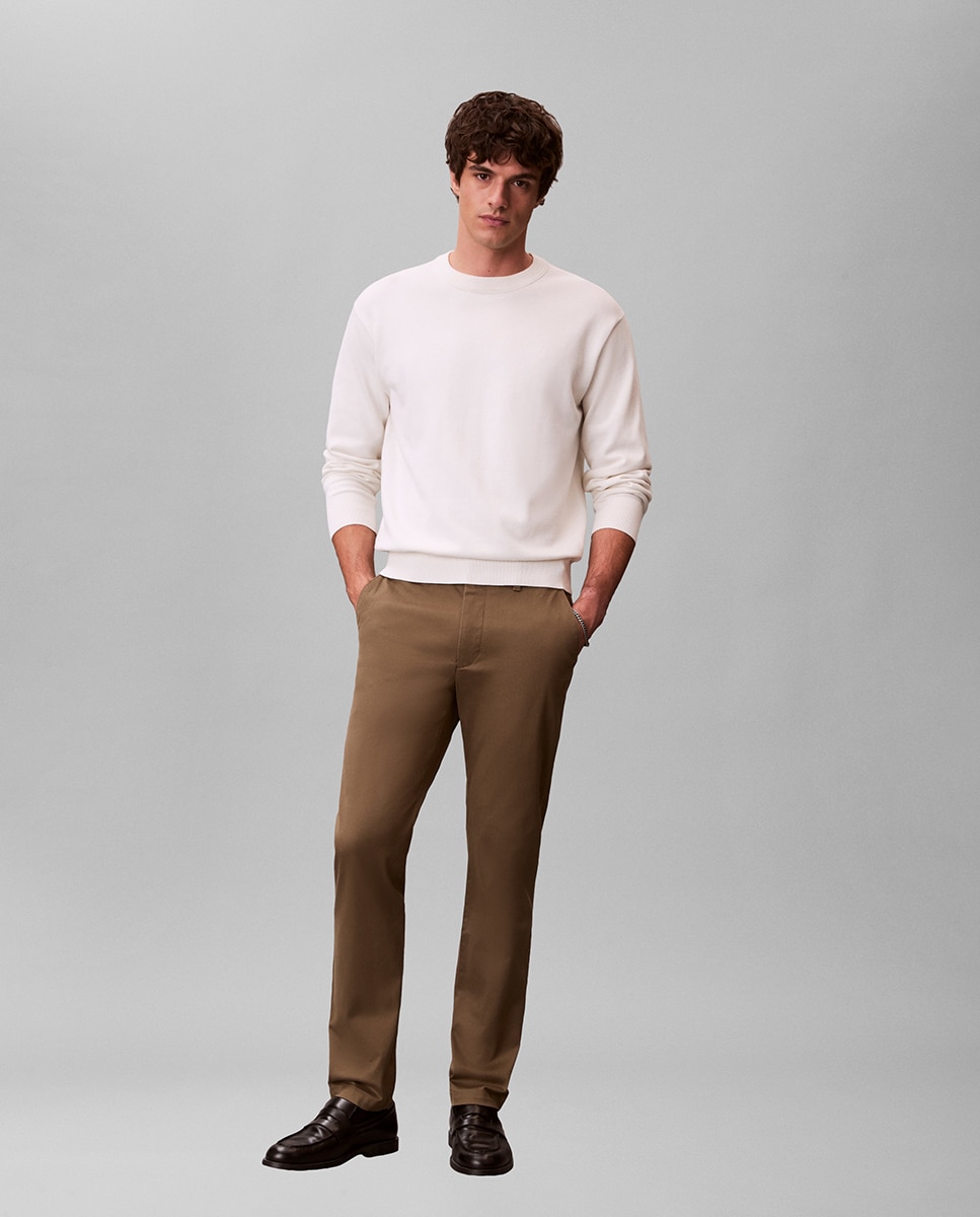 Pantalón chino Hombre slim stretch - Calvin Klein - Verde militar Verde militar-1