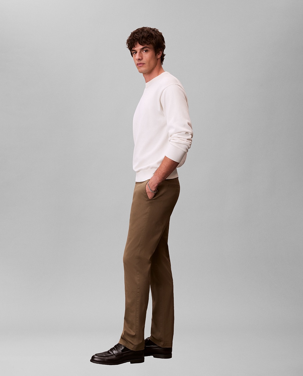 Pantalón chino Hombre slim stretch - Calvin Klein - Verde militar Verde militar-4