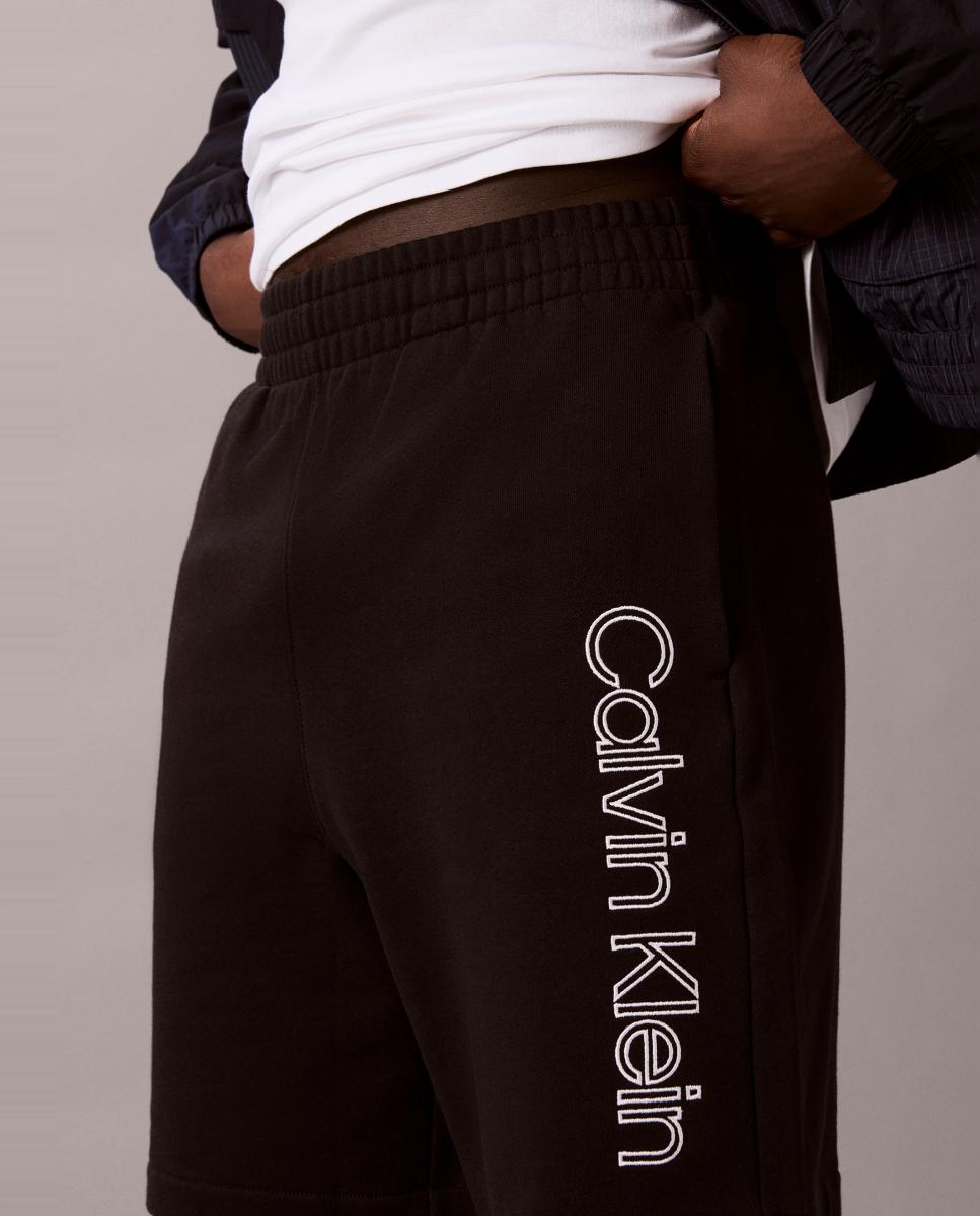 Bermudas de Felpa com Estampado Gráfico Preto-4