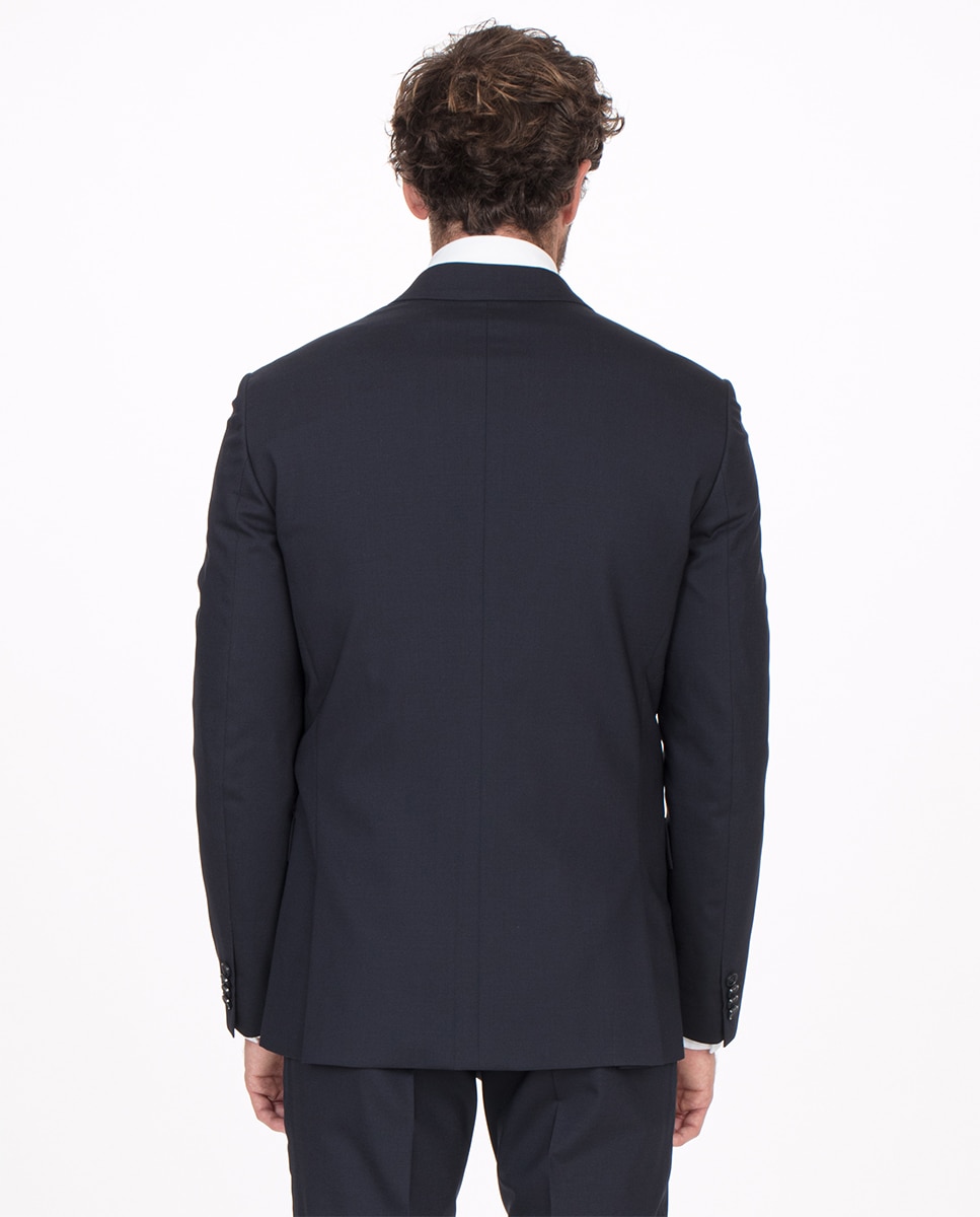 Casaco de fato de homem Calvin Klein regular liso azul Azul-marinho-2