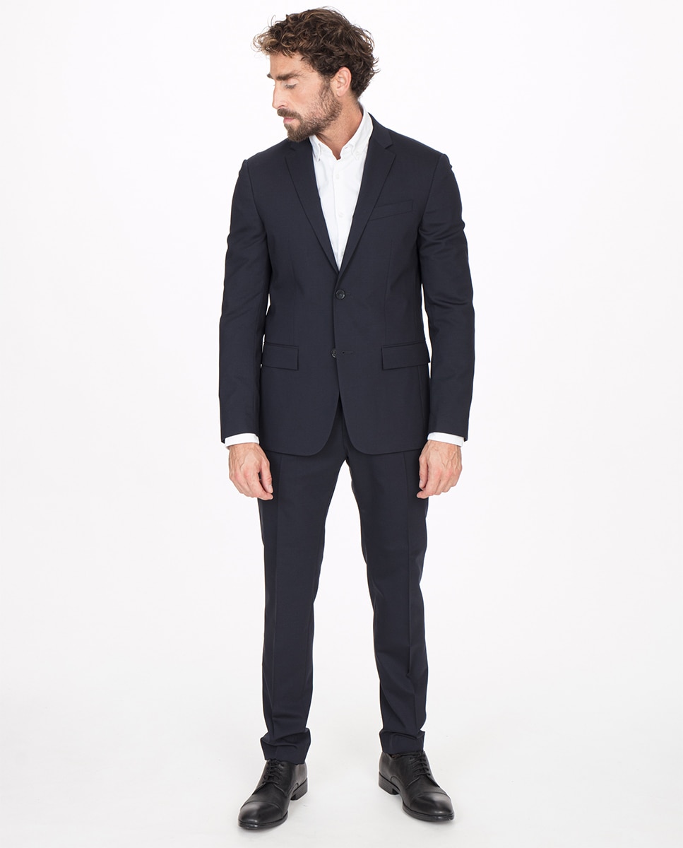 Casaco de fato de homem Calvin Klein regular liso azul Azul-marinho-4