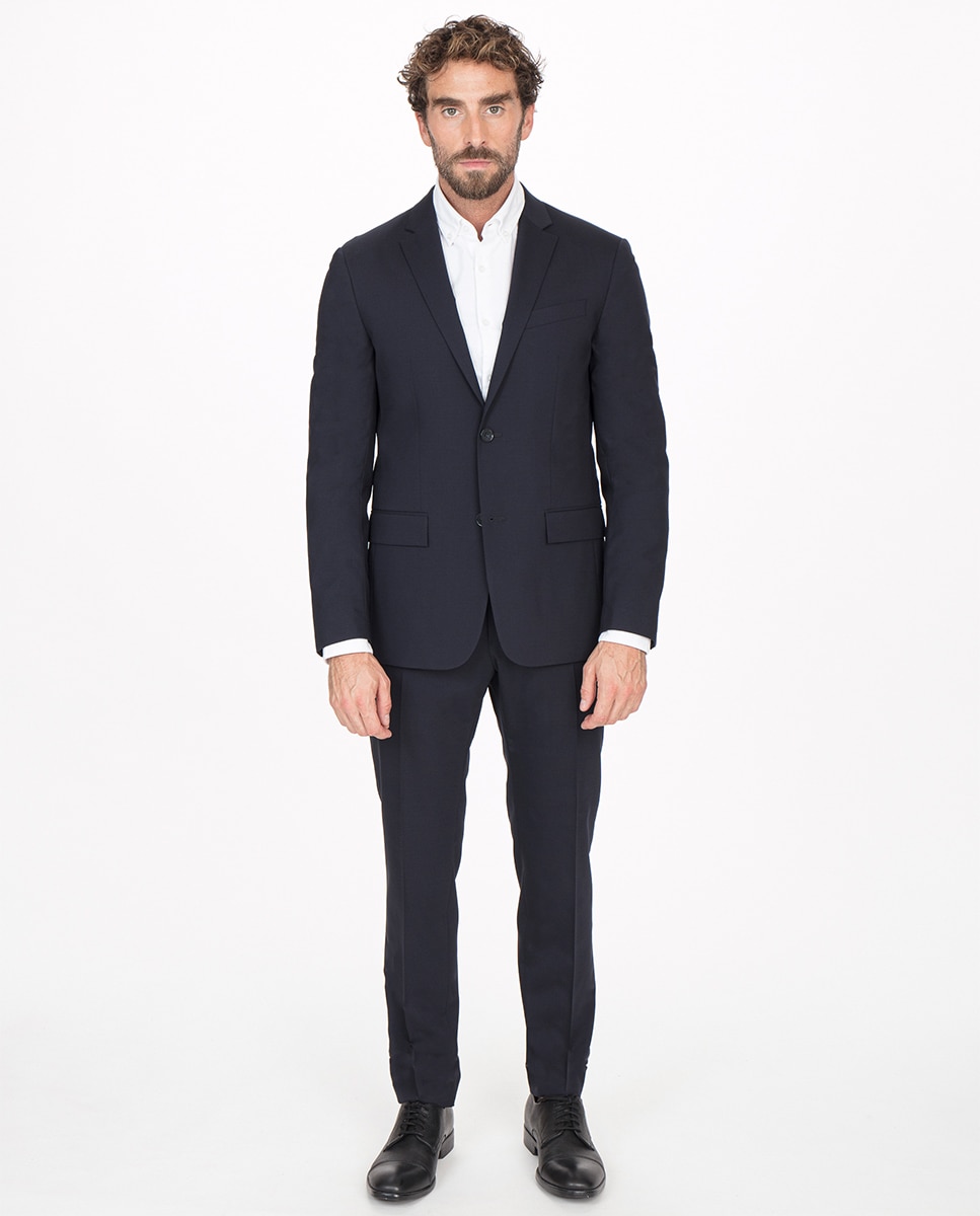 Casaco de fato de homem Calvin Klein regular liso azul Azul-marinho-5