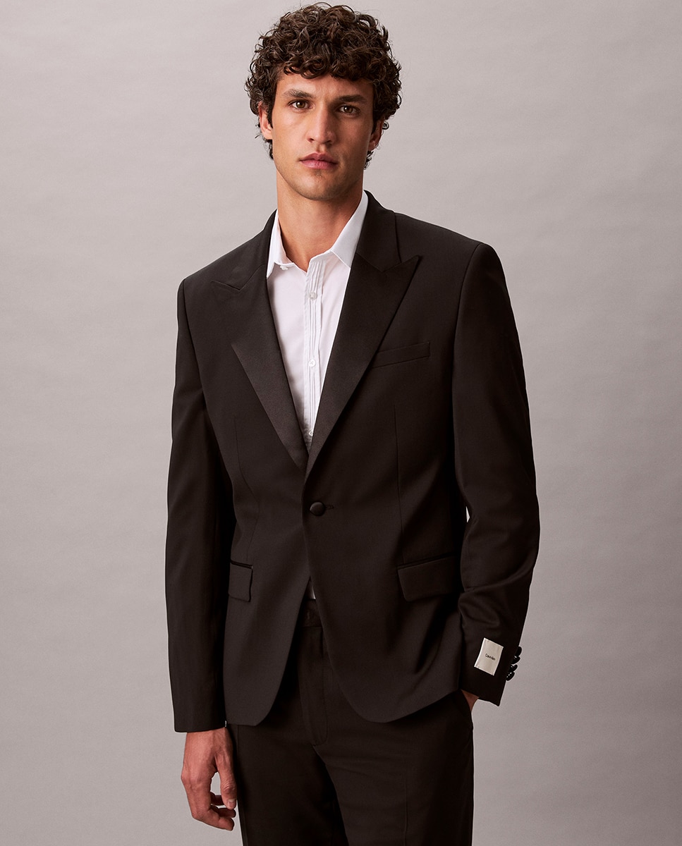 Blazer de Smoking Slim Fit Preto-1