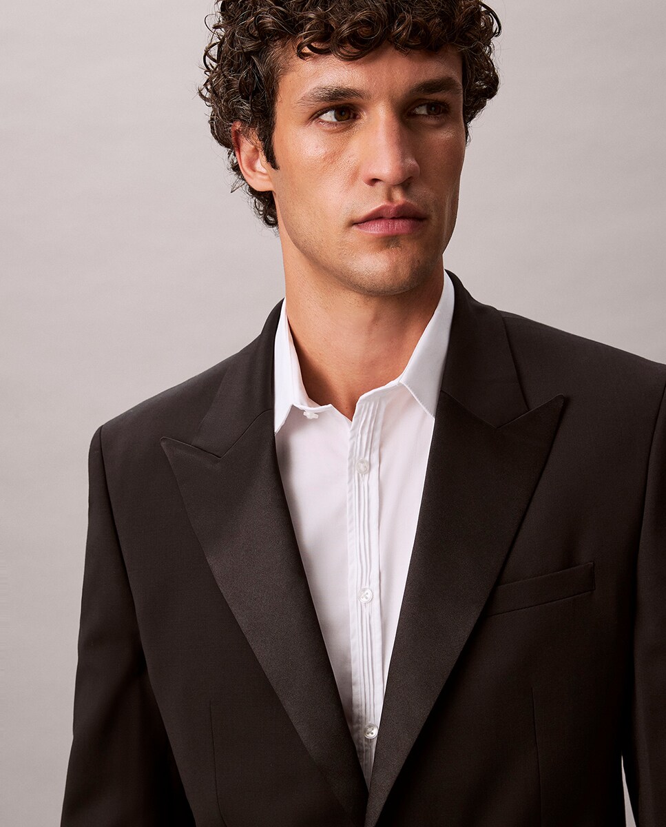 Blazer de Smoking Slim Fit Preto-3