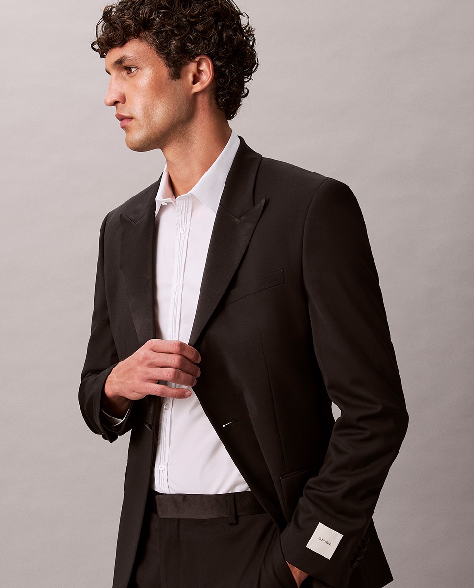 Blazer de Smoking Slim Fit Preto-4