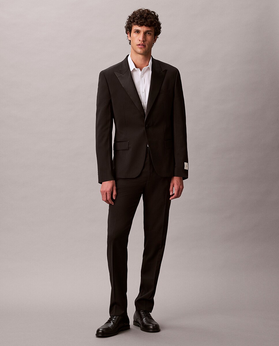 Blazer de Smoking Slim Fit Preto-5