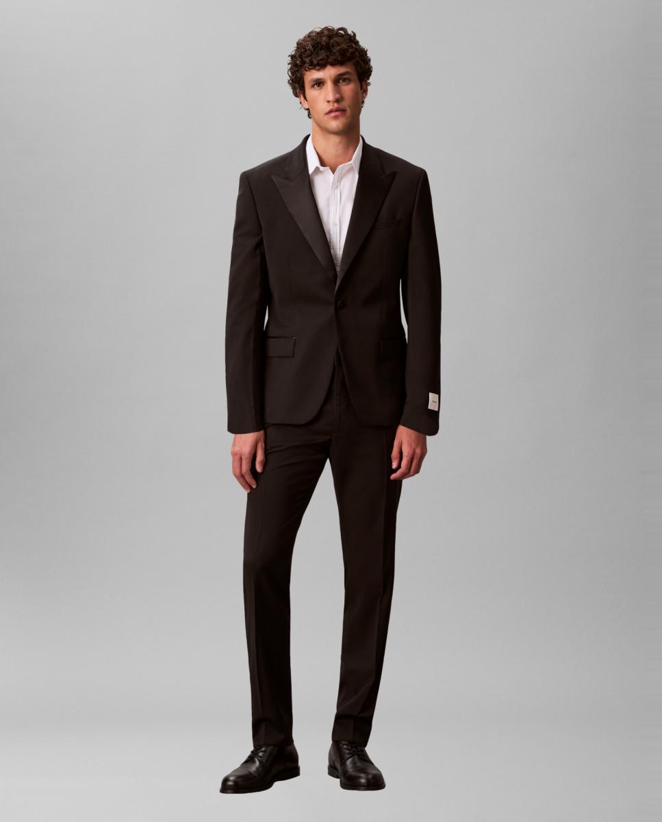 Calças de Smoking Slim Fit Preto-1