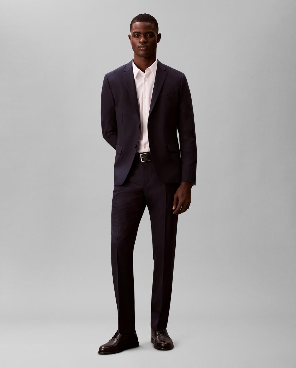 Blazer Justo de Lã Azul-3