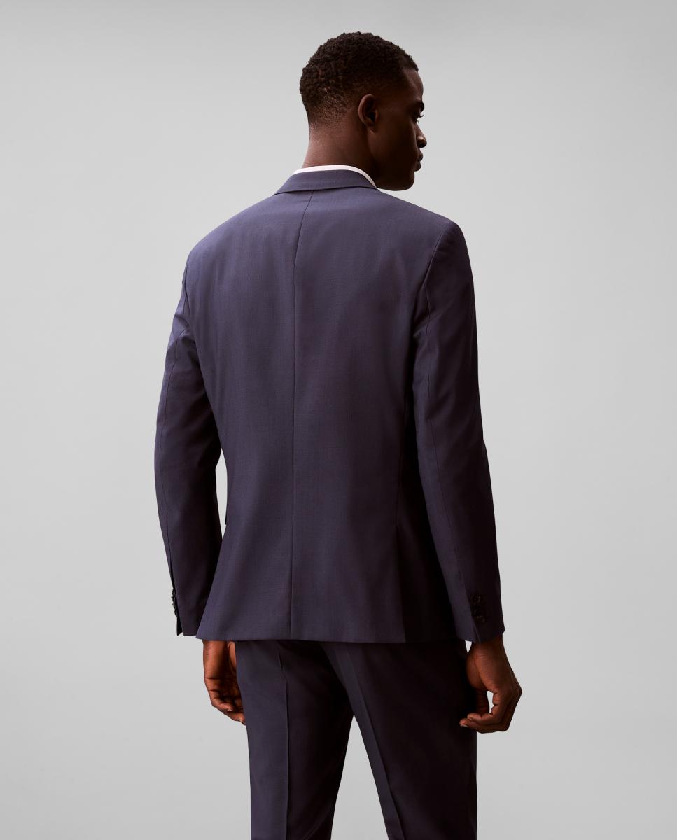 Blazer Justo aos Micro Quadrados Azul-2